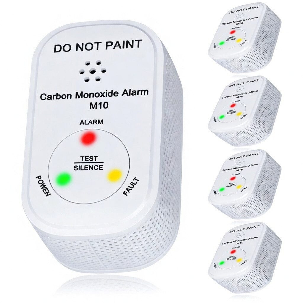 NEMAXX M10 Mini CO-Warnmelder 5er Set CO-Melder (Elektrochemischer Sensor/integrierte Batterie/10 Jahre Lebensdauer)