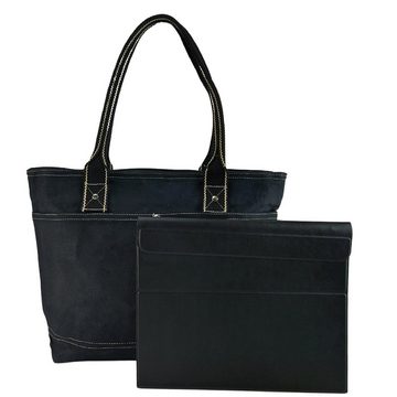 Domelo Shopper 52636 vegane Handtasche Schultertasche schwarz aus gewachstem Canvas, wasserabweisend, schlichte Optik, vegan, Upcycling Tasche aus gewachstem Canvas, wasserabweisend, DIN A4 geeignet