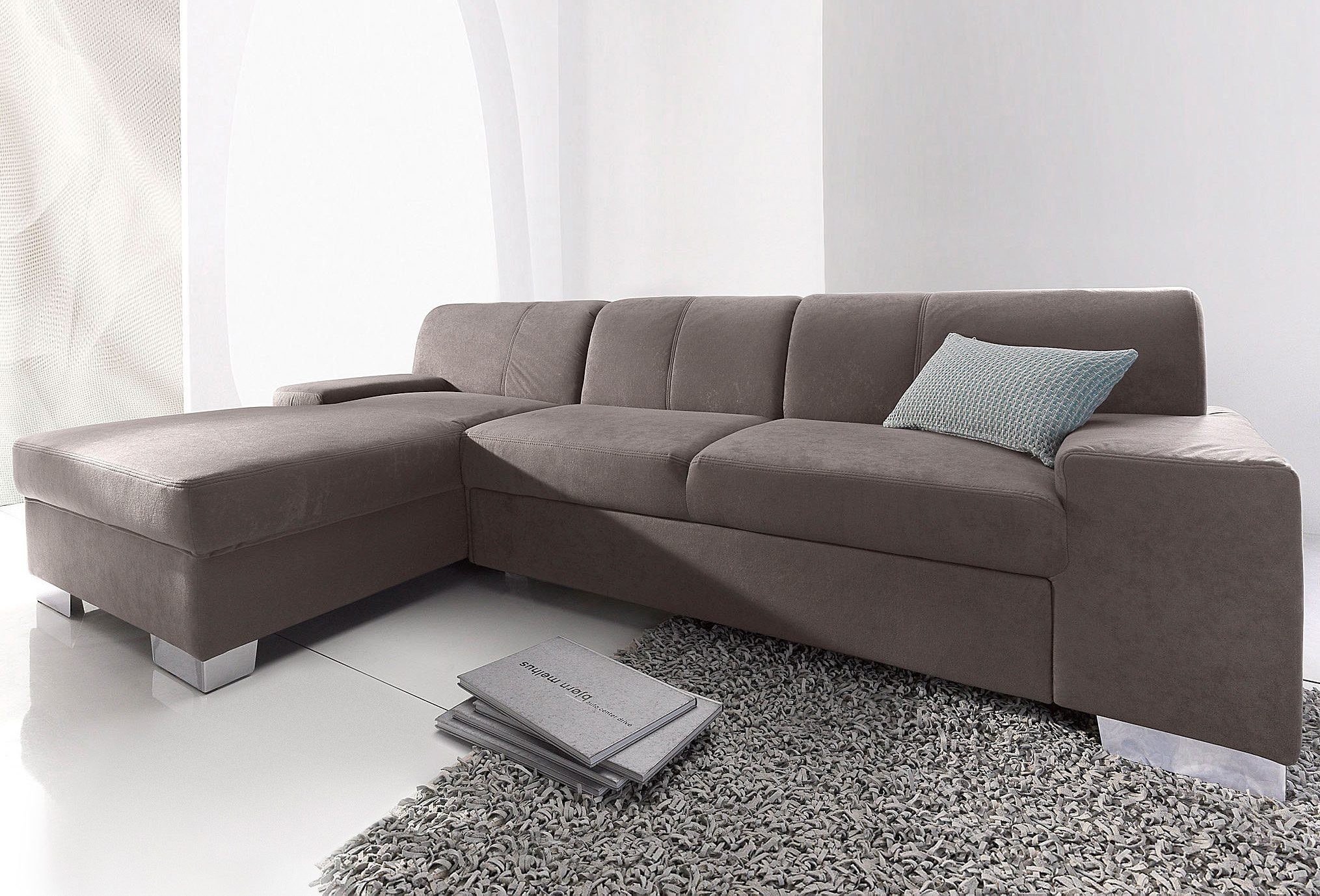 DOMO collection Ecksofa Star, zeitlose Formensprache, elegante Optik, Breite 248cm, L-Form, wahlweise mit Bettfunktion