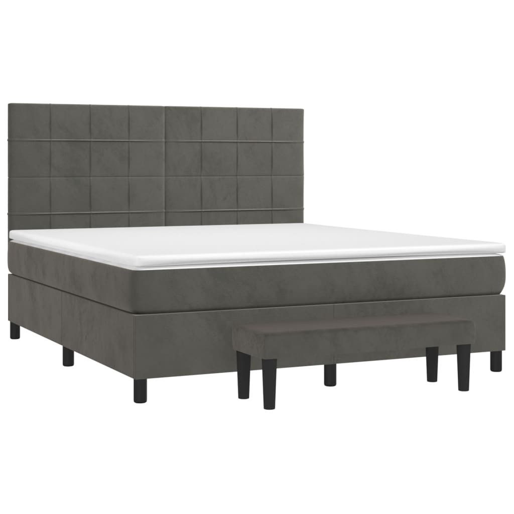Bett Boxspringbett mit Matratze Dunkelgrau 160x200 cm Samt