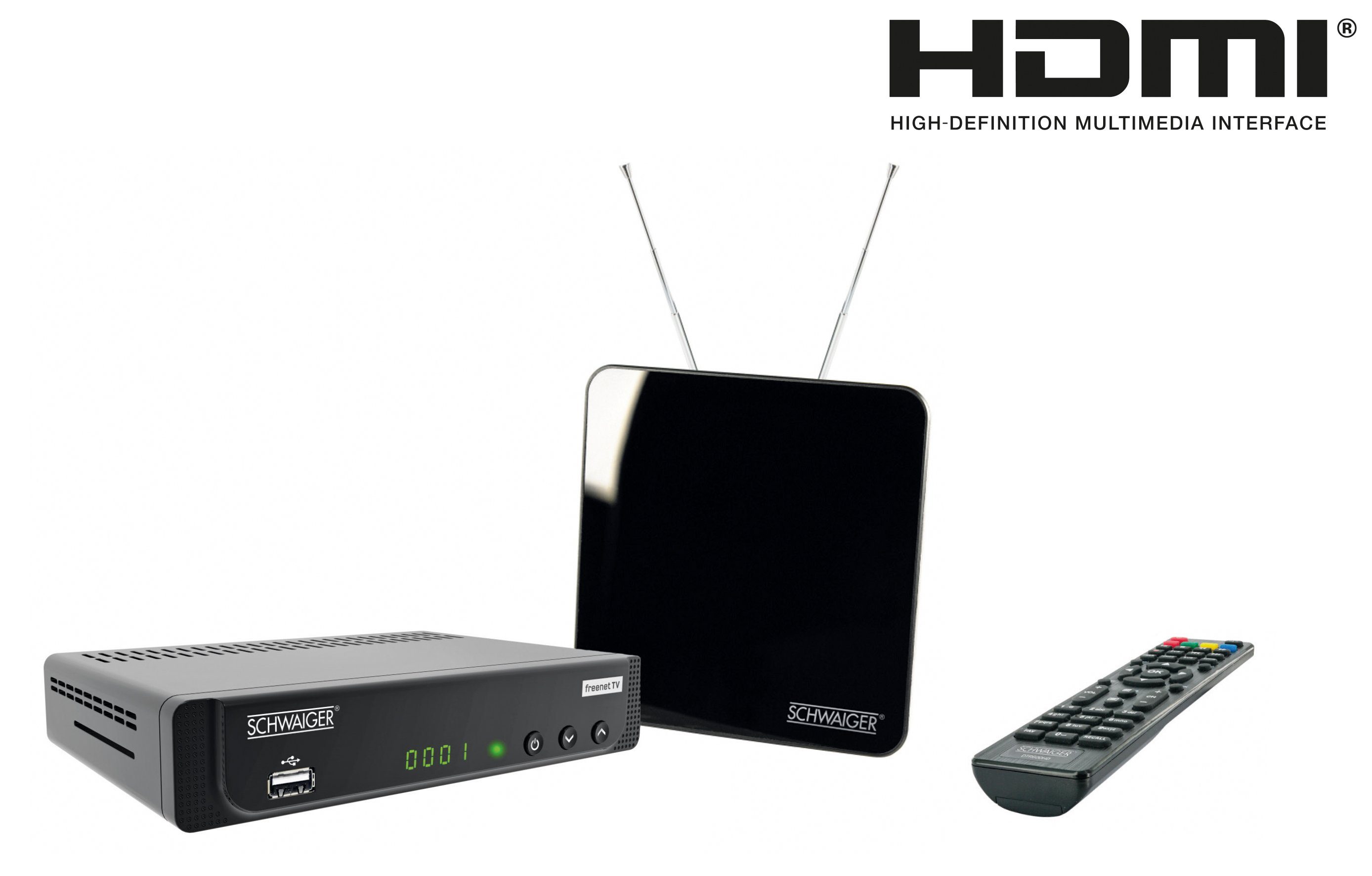 Schwaiger 714579 DVB-T2 HD Receiver (Freenet TV ab Freischaltung die ersten  3 Monate gratis)