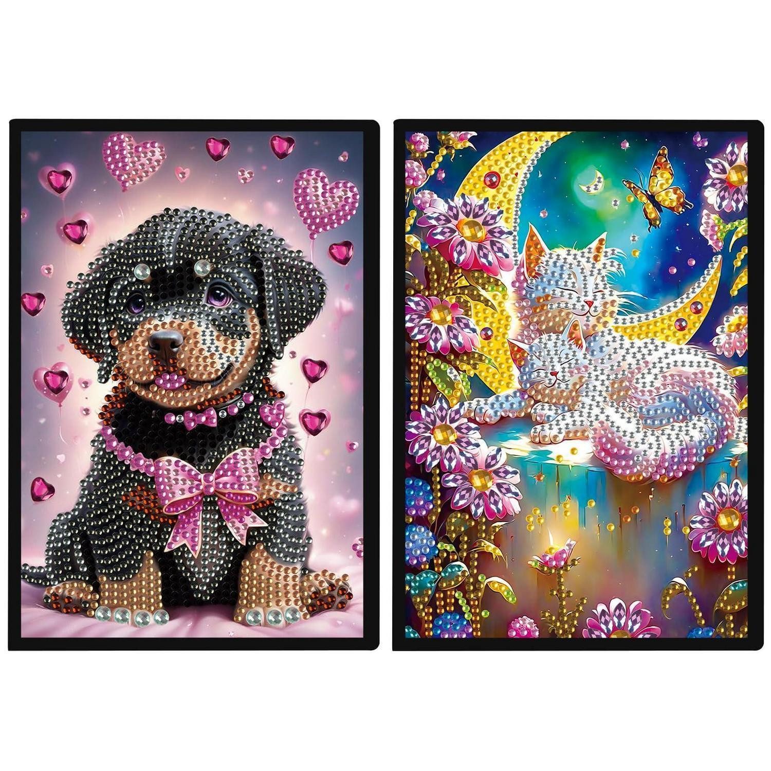 LuxusKollektion Skizzenbuch Notizbuch A5 Diamant Malerei Hund Katze