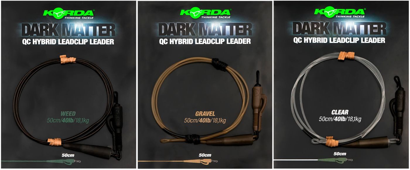Korda Vorfachschnur Korda 50cm 40lb Dark Matter Leader QC Hybrid Clip - Karpfenvorfach, (1-St)