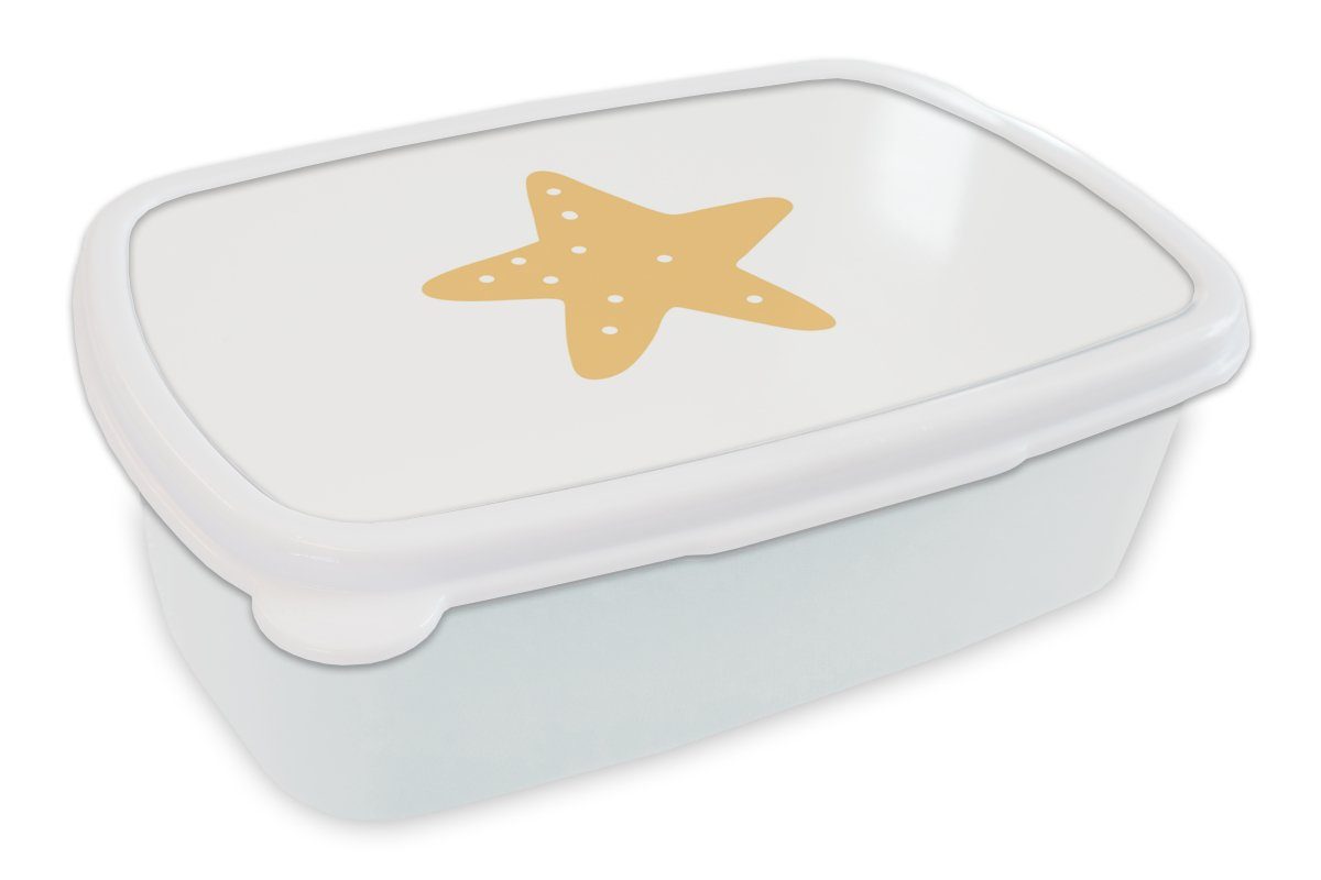 MuchoWow Lunchbox Stern - Mädchen - Jungen - Punkte - Kinder, Kunststoff, (2-tlg), Brotbox für Kinder und Erwachsene, Brotdose, für Jungs und Mädchen weiß