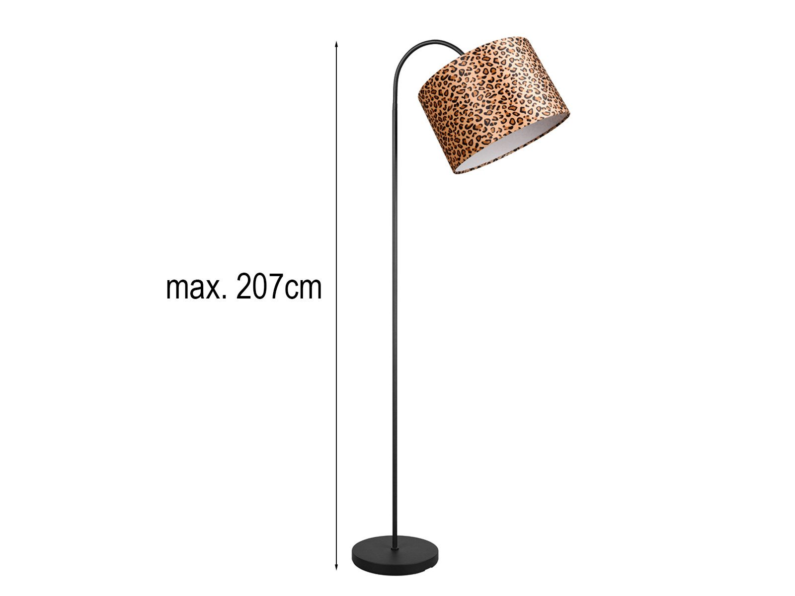 Reality Leuchten LED Stehlampe Stoffschirm Leopardenmuster Höhe 156cm, dimmbar, LED wechselbar, warmweiß, groß-e ausgefallene besondere Wohnzimmer-lampe Ecke st – Bild 4 von 5