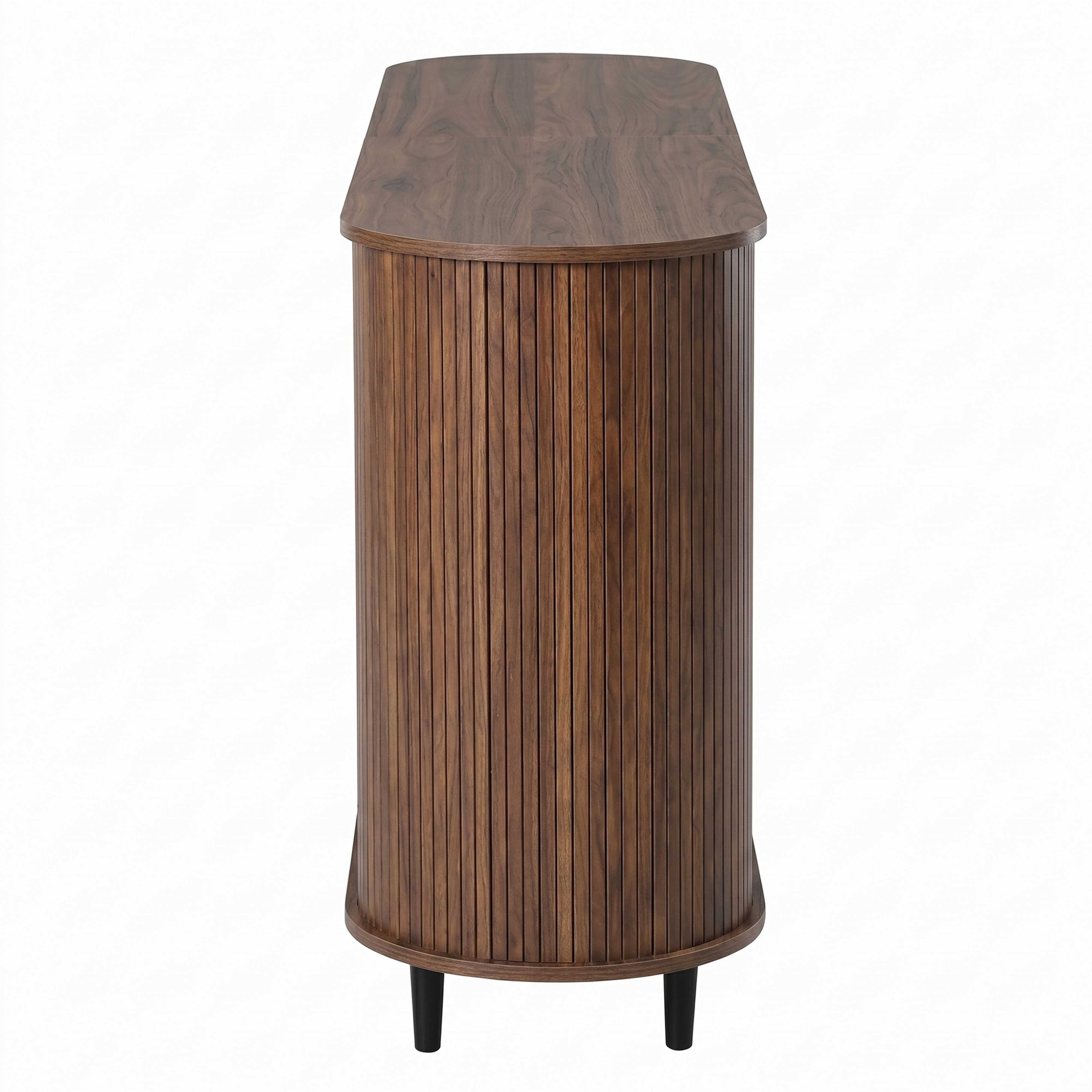 BlingBin Sideboard Schubladenschrank Anrichte Kommode Abgerundetes (2 Packung, 1 St., mit 3 Schubladen,Lamellen-Schiebetüren und verstellbaren Einlegeböden), 160x40x80,5 cm,für Wohnzimmer & Essbereich