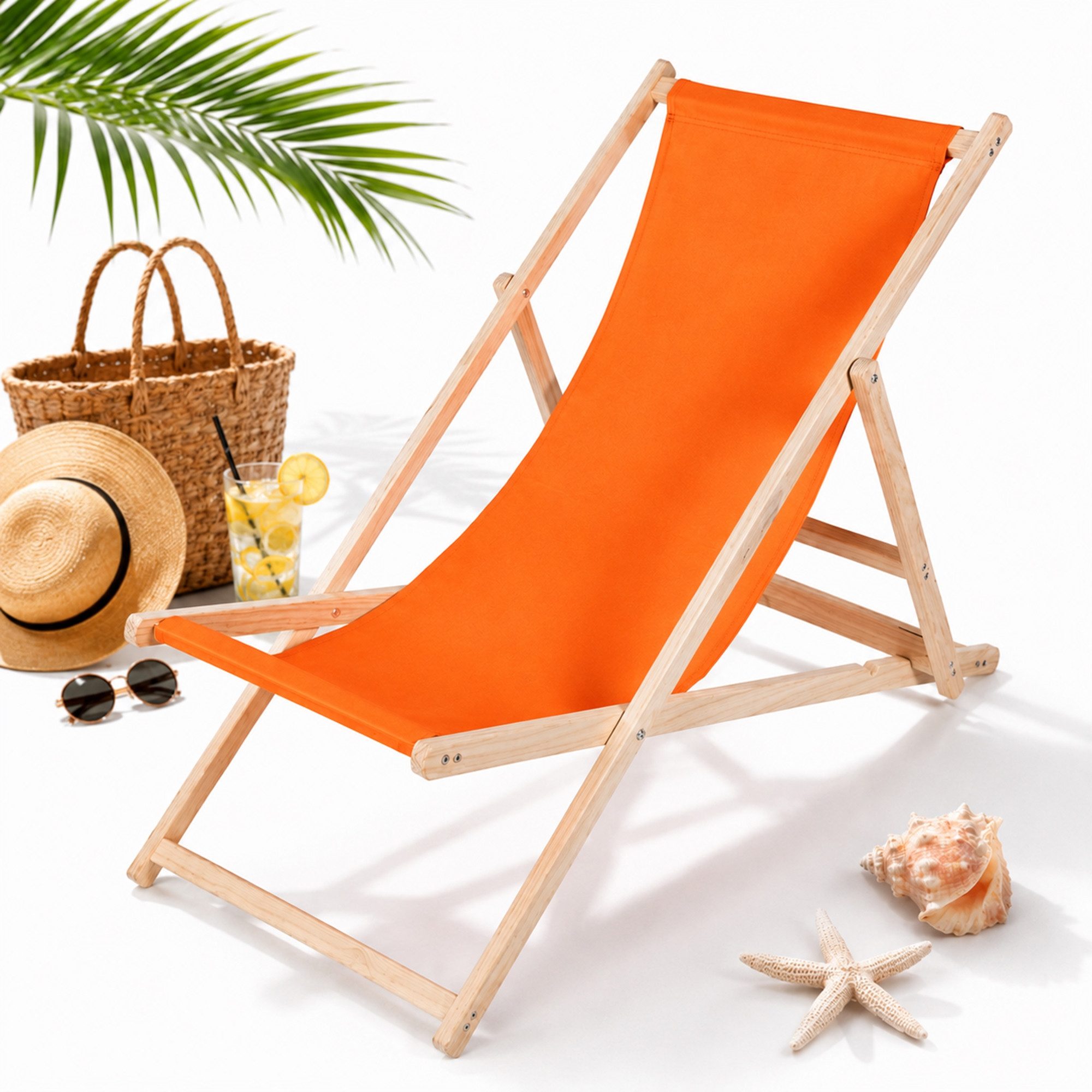 Mucola Gartenstuhl Strandliege Liegestuhl Gartenliege Sonnenliege Strandstuhl Balkonliege (Stück), Inkl. Sicherung gegen ungewolltes Zusammenklappen