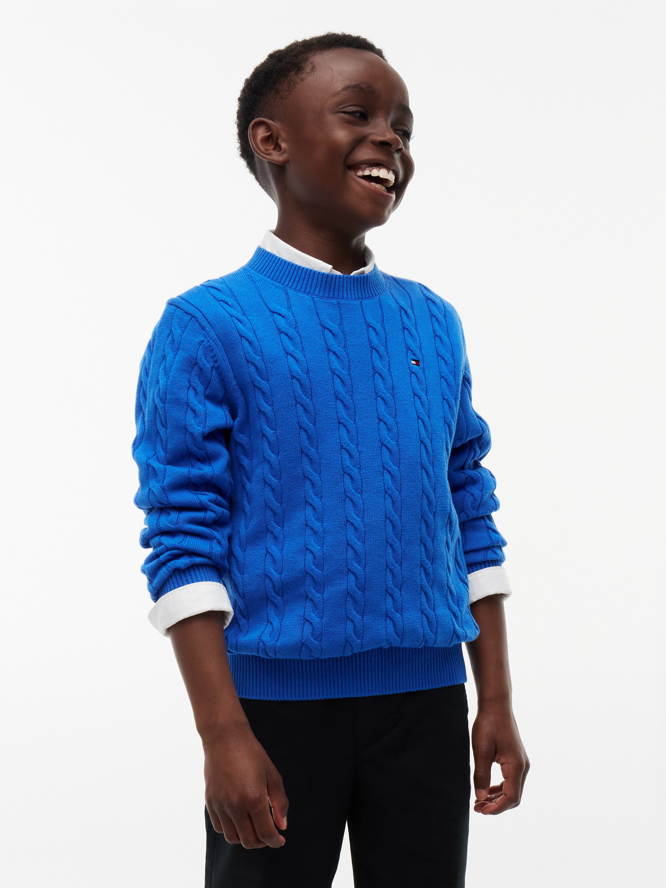 Tommy Hilfiger Strickpullover COTTON CABLE SWEATER für Kinder bis 16 Jahre, mit Zopfmuster
