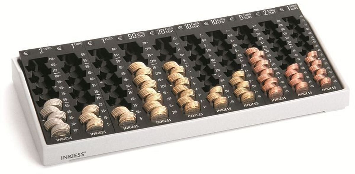 INKiESS Geldkassette Kasse Rekord 10 PL lichtgrau/schwarz