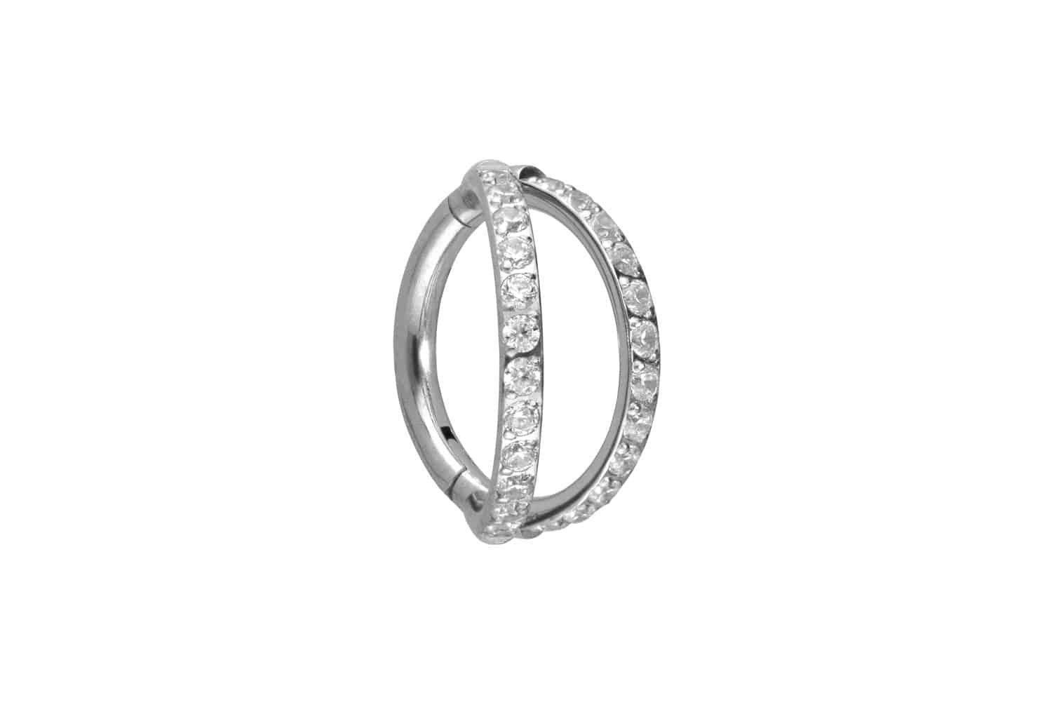Nasenpiercing Titan Segmentring Clicker 2 RINGE + EINGEFASSTE KRISTALLE Ohrpiercing