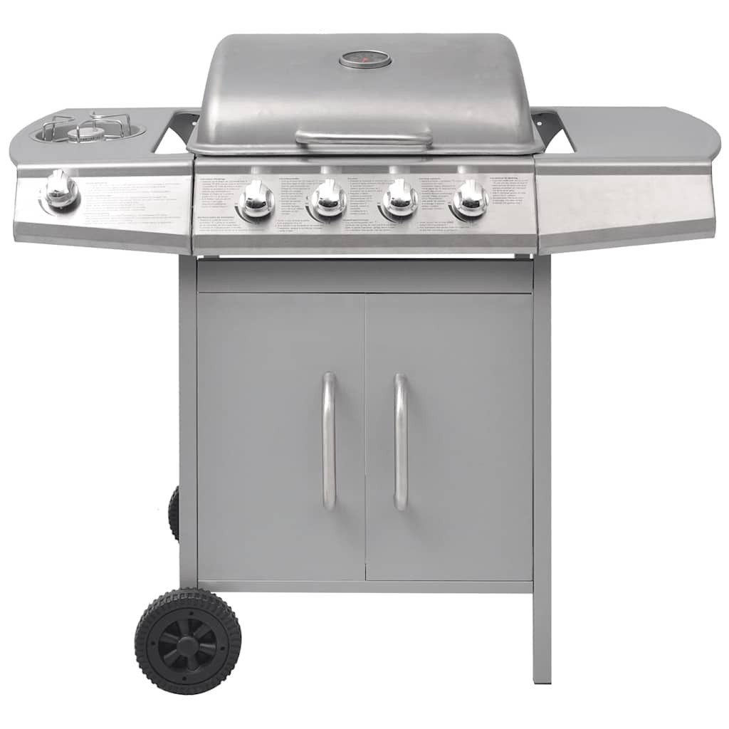 vidaXL Gasgrill Gasgrill 4+1 Flammen Silbern