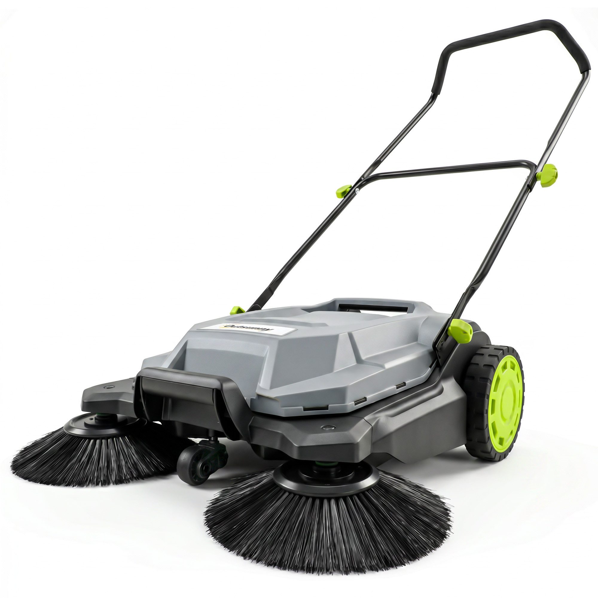 Outsunny Handkehrmaschine mit 24 L Schmutzbehälter, Höhenverstellbar klappbar Griff, 68 cm Arbeitsbreite, (Set, 1-St., Kehrmaschine), effektives 3-Bürsten-Kehrs – Bild 2 von 5