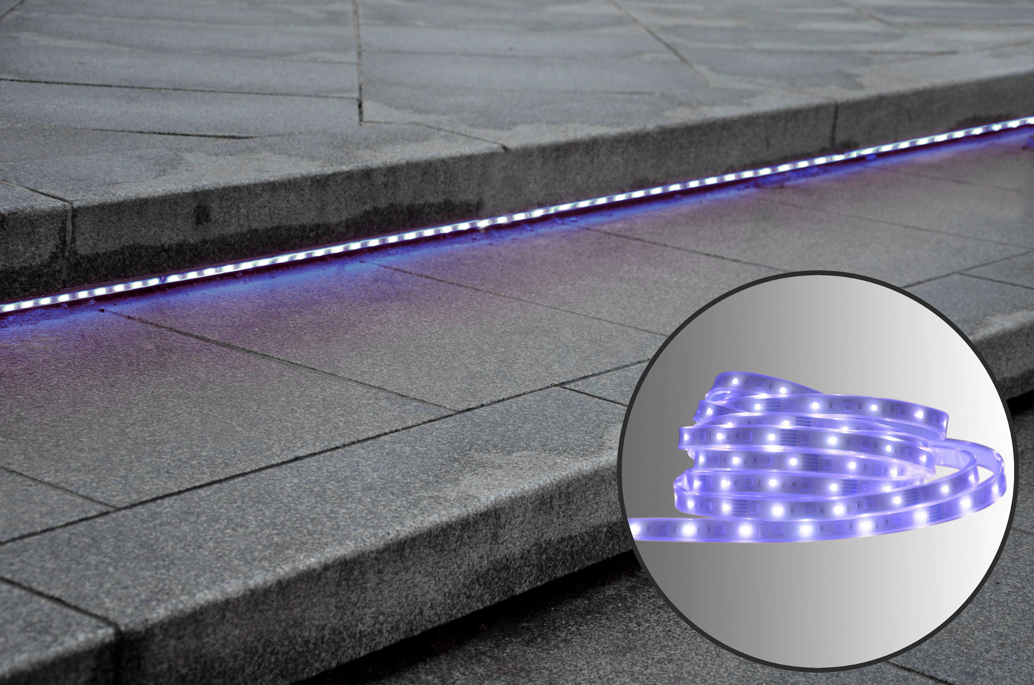 näve LED Stripe Outdoor, Farbwechsel, Dimmfunktion, Fernbedienung, Länge 1000cm, RGB, IP44