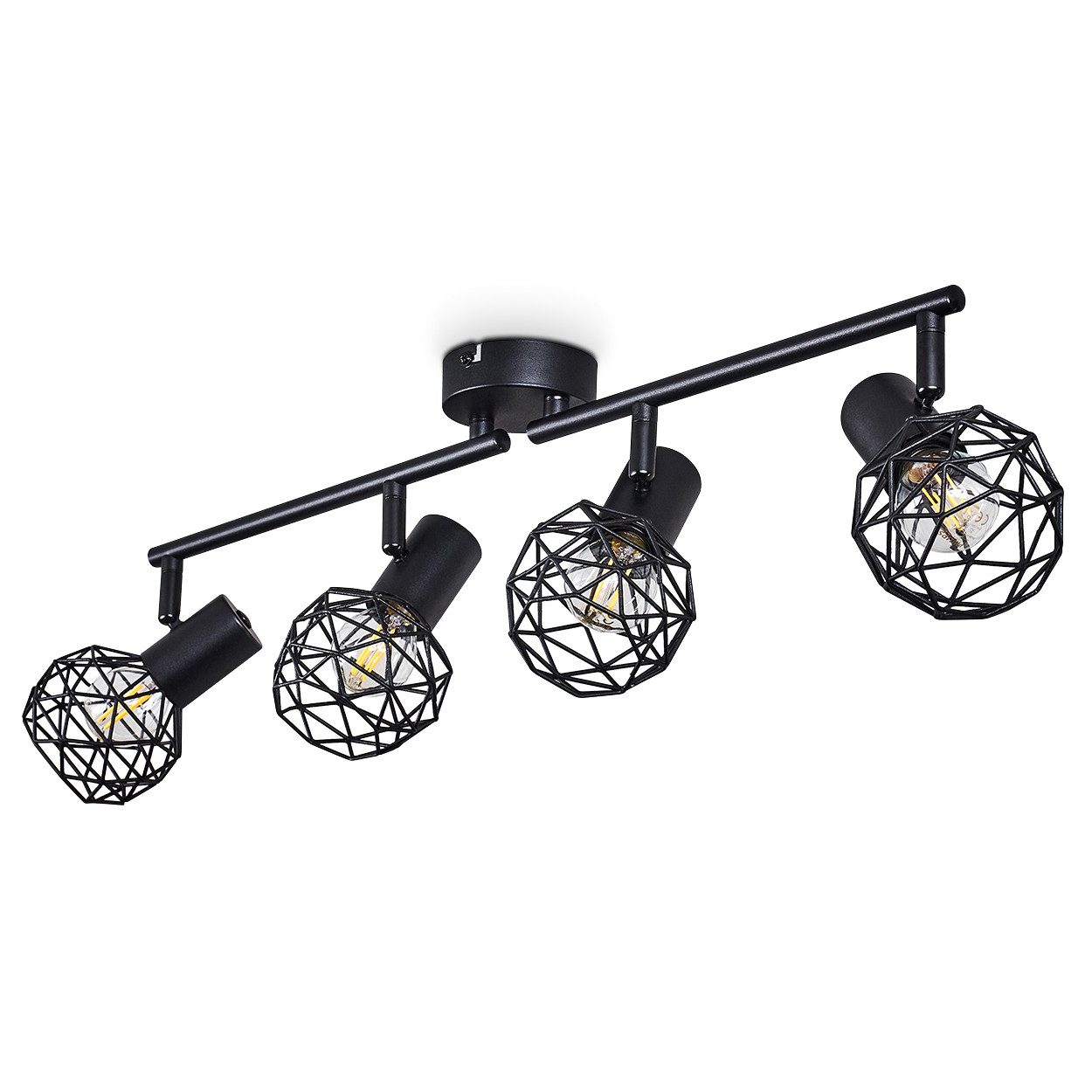 hofstein Deckenleuchte »Torano« Deckenlampe aus Metall in Schwarz, ohne Leuchtmittel, verstellbare Strahler und Leuchtenarme, 4xE14, Retro/Vintage Design