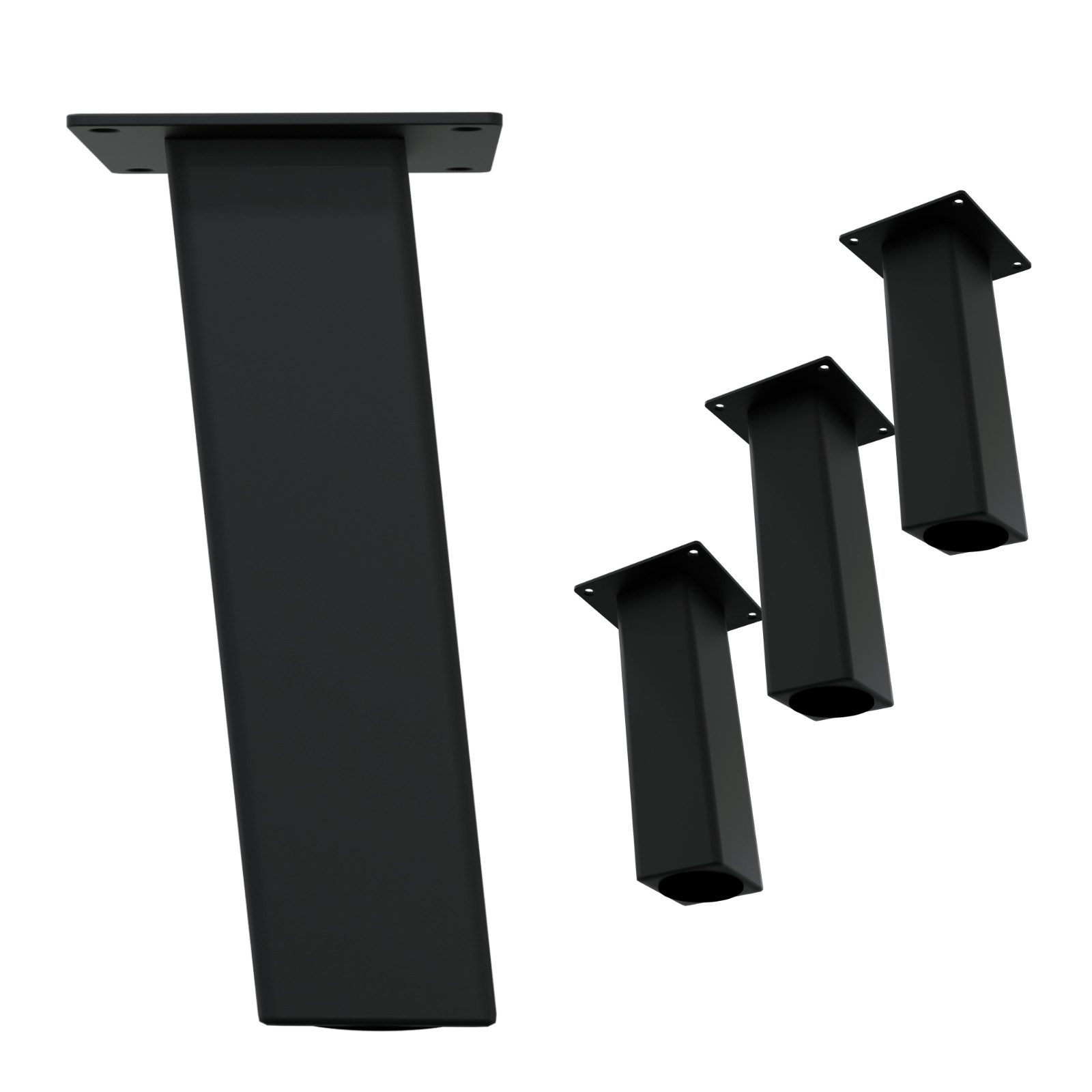 Tischbein Set 4 Stück Möbelfuß schräg 96° Stahl schwarz 8x8cm 30cm Couchtischban