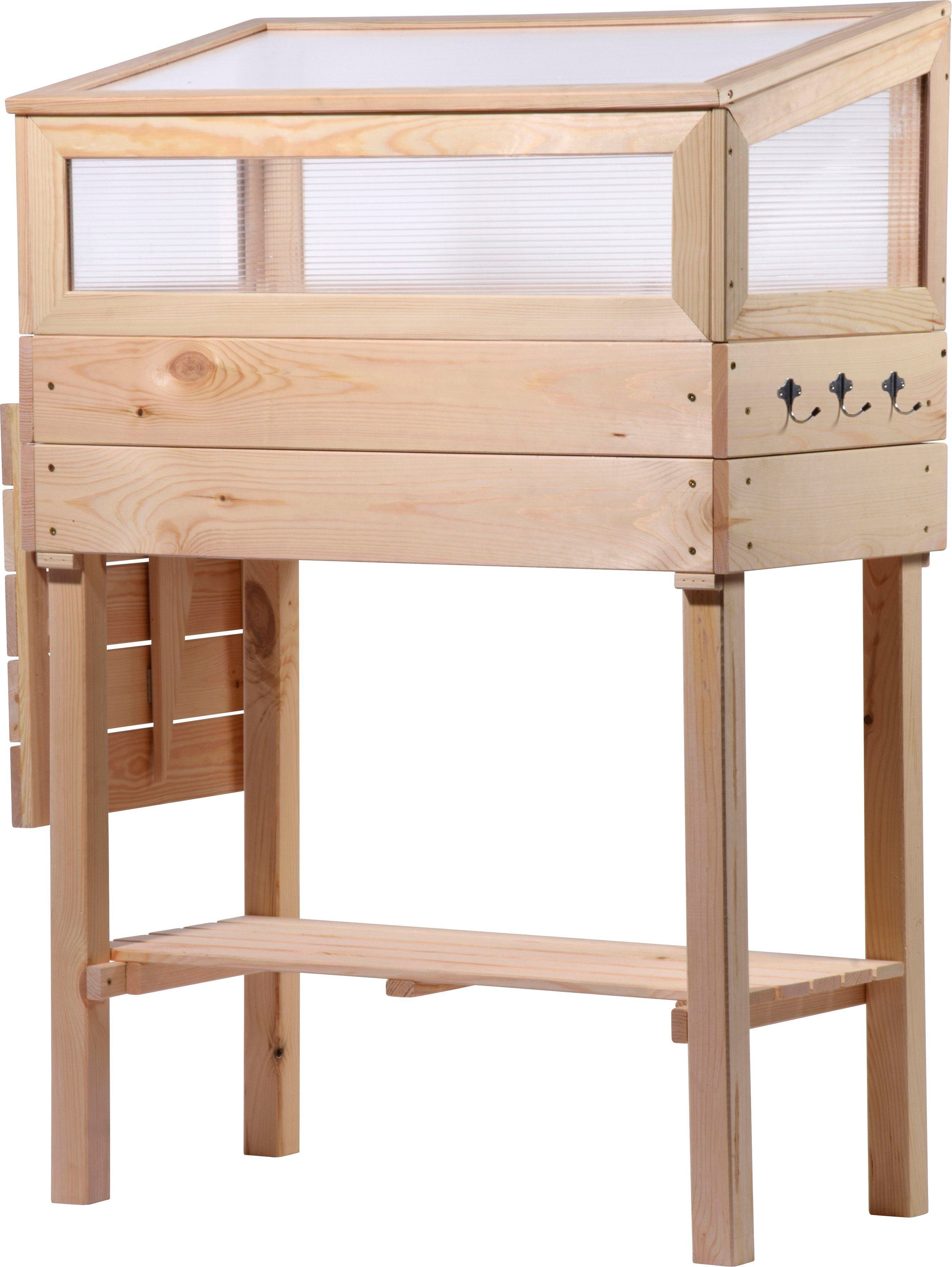 dobar Hochbeet, erhöhtes Frühbeet mit Tisch & Haken, Gr. M, Kiefer