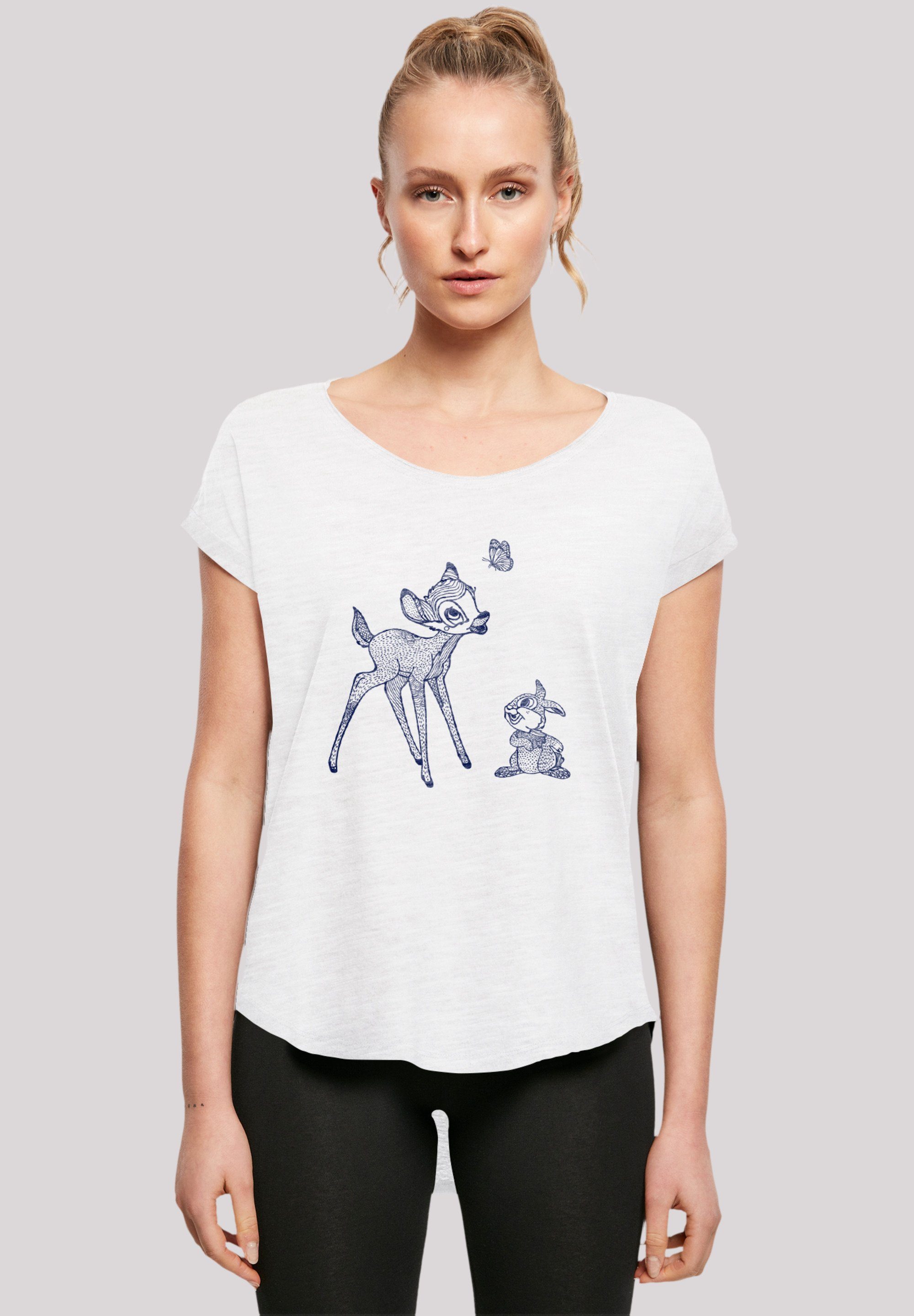 Premium lang Schmetterling Disney T-Shirt Qualität, T-Shirt Hinten geschnittenes extra Bambi F4NT4STIC Damen