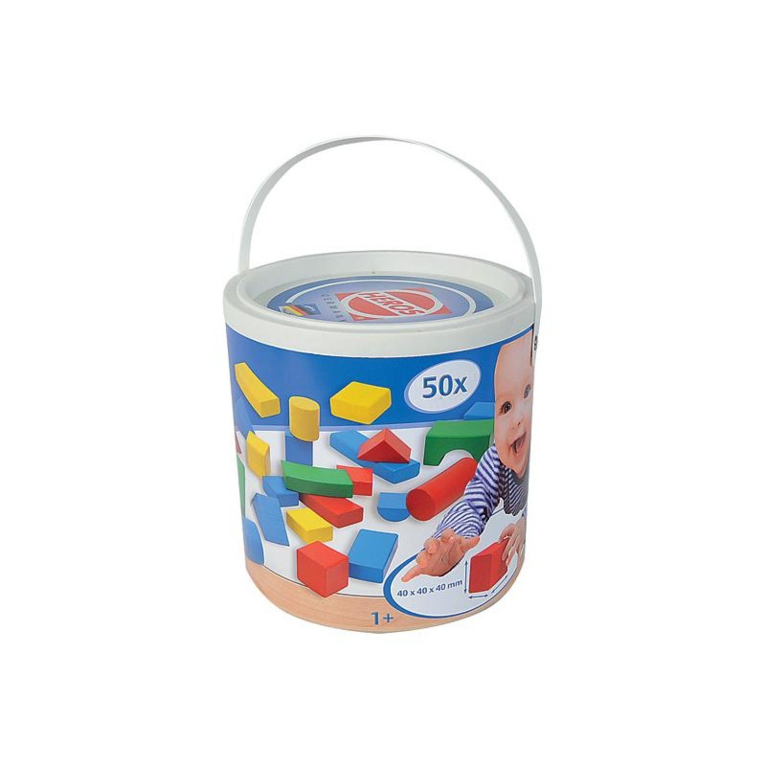 HEROS 100050401 Holzbausteine Baby-Box 50 Spielbauklötze