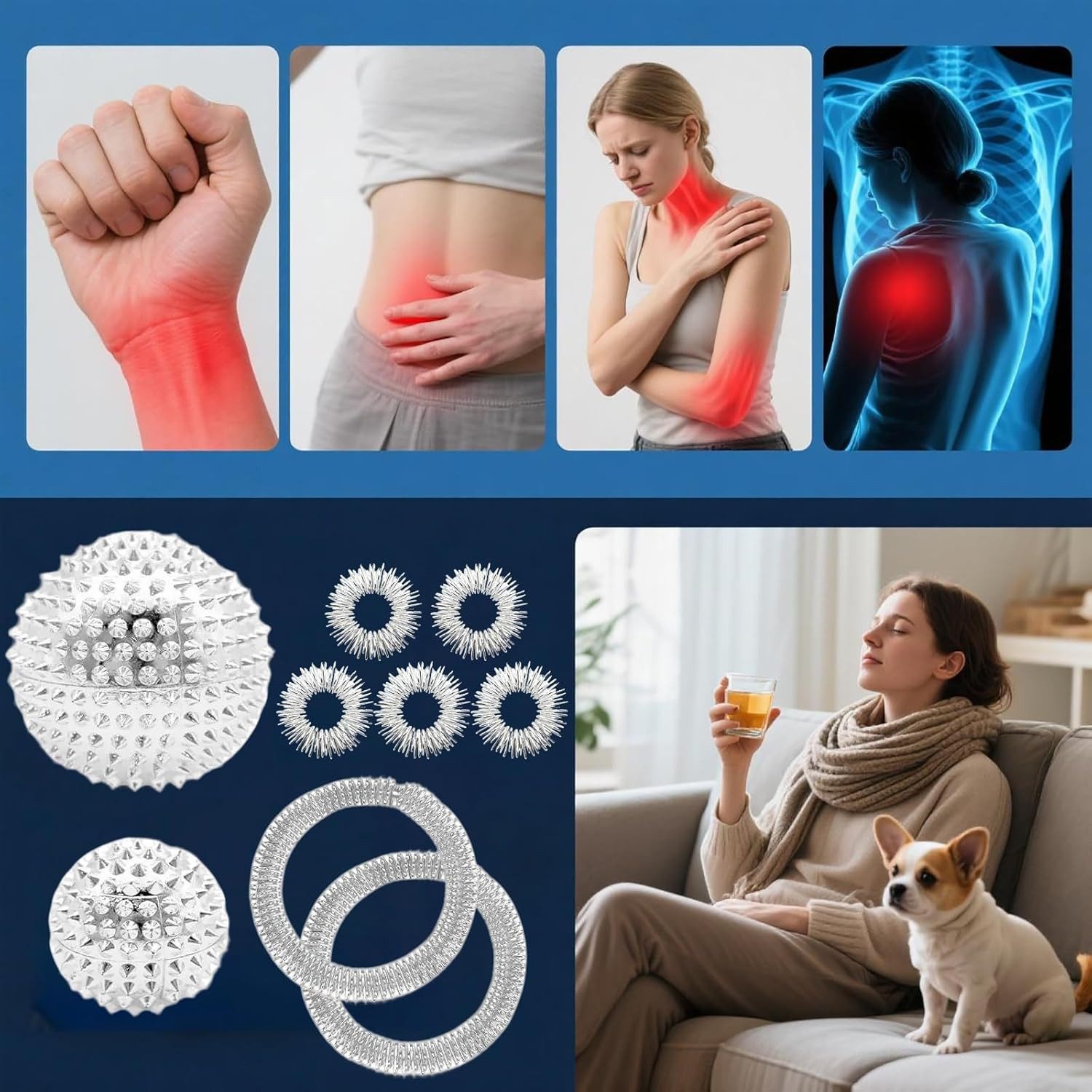 FELIXLEO Massageball 4 Stück Igelball Massageball Set mit Akupressurringen, 1-tlg.