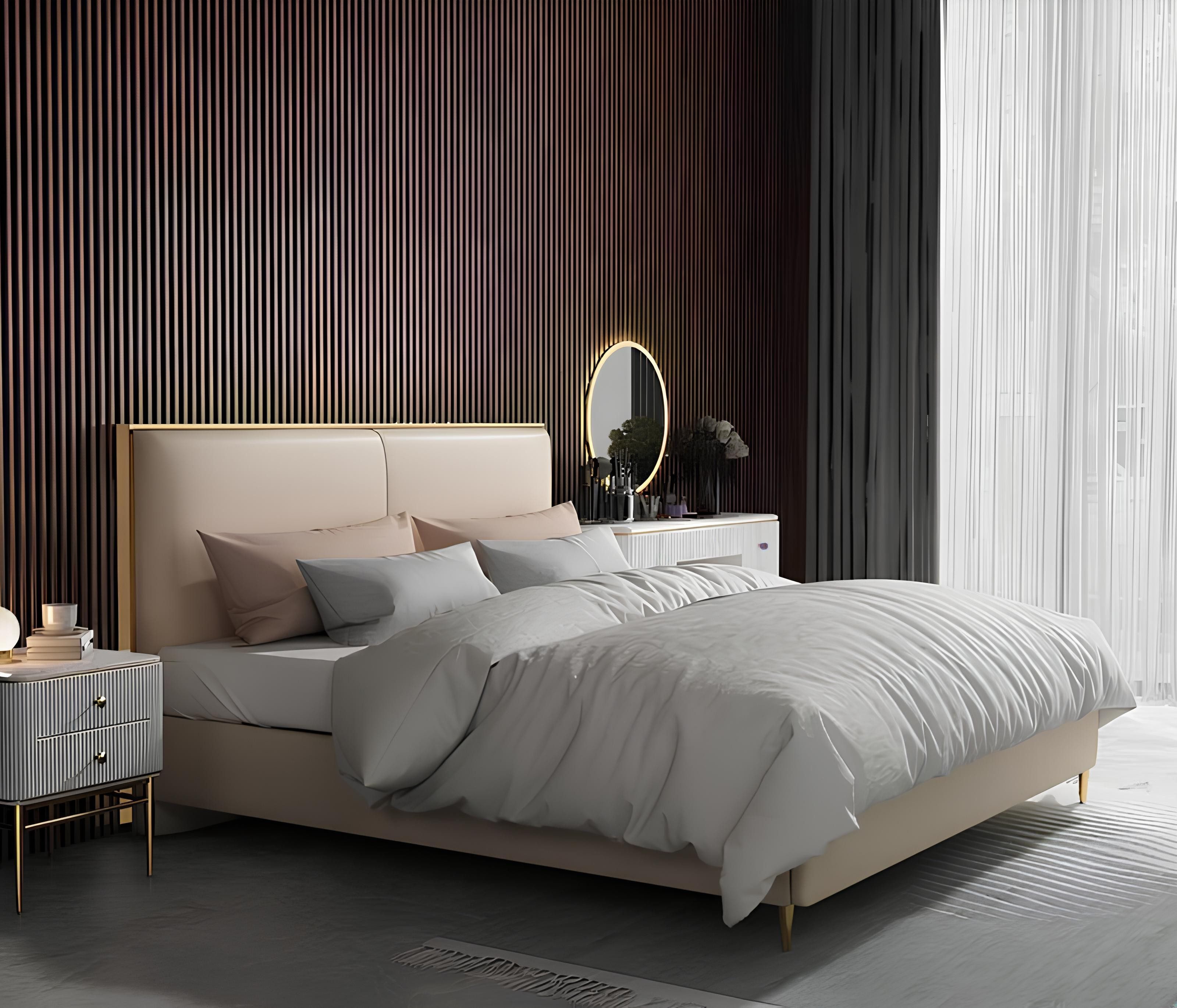 Xlmoebel Polsterbett Luxuriöses Polsterbett aus hochwertigem Leder für Hotelzimmer (1-tlg., Bett), Hergestellt in Europa