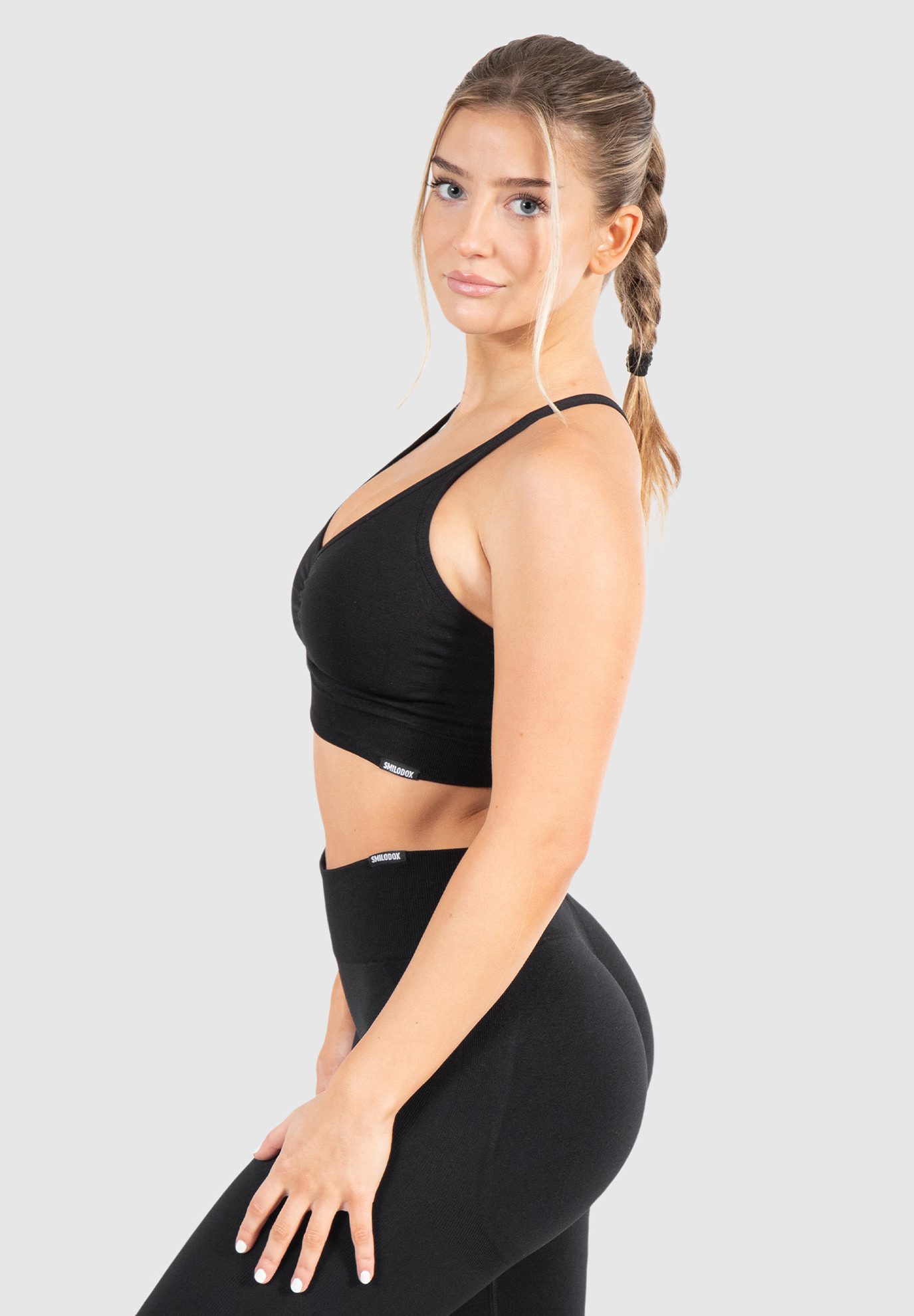 Smilodox Hailey Scrunch, Push Up BH Shaped Fit, Blickdicht, herausnehmbare Cups BH ohne Bügel, verstellbare Träger Bustier, Yoga, Fitness & Training