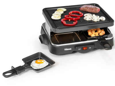 Tristar Raclette, 4 Raclettepfännchen, 500 W, Mini elektrischer Tischgrill eckig für 2-4 Personen, Raclet Gerät