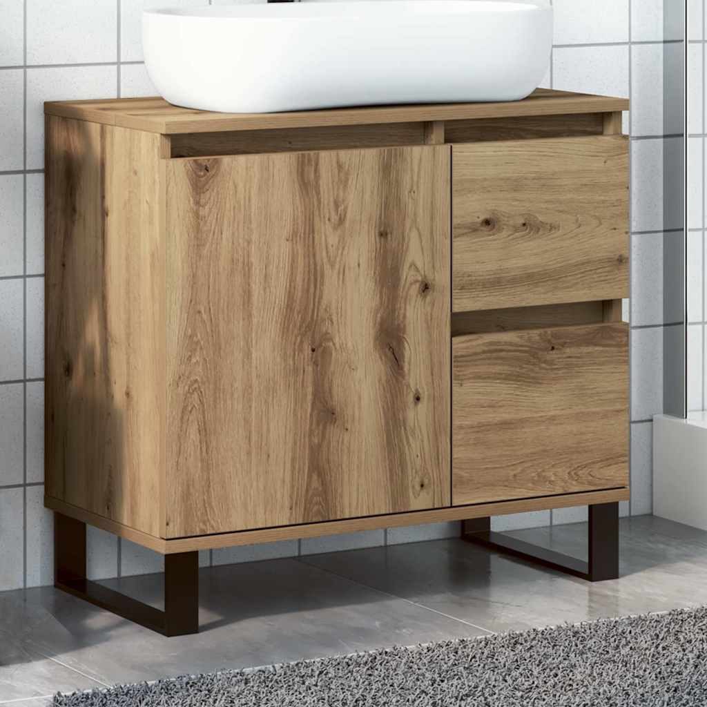 vidaXL Waschbeckenunterschrank Waschbeckenunterschrank Artisan-Eiche 65x33x60 cm Holzwerkstoff