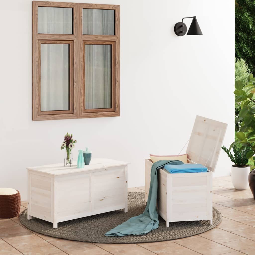 furnicato Gartenbox Outdoor-Kissenbox Weiß 100x50x56 cm Massivholz Tanne