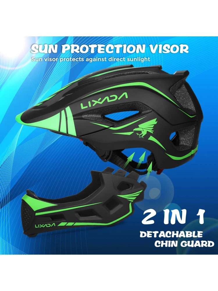 Lixada Kinderfahrradhelm Kinderfahrradhelm Fahrradhelm Kinder Fullface abnehmbar Unisex, 13 Lüftungsöffnungen, 2-in-1 Helm, stoßfester EPS-Schaum – Bild 2 von 5