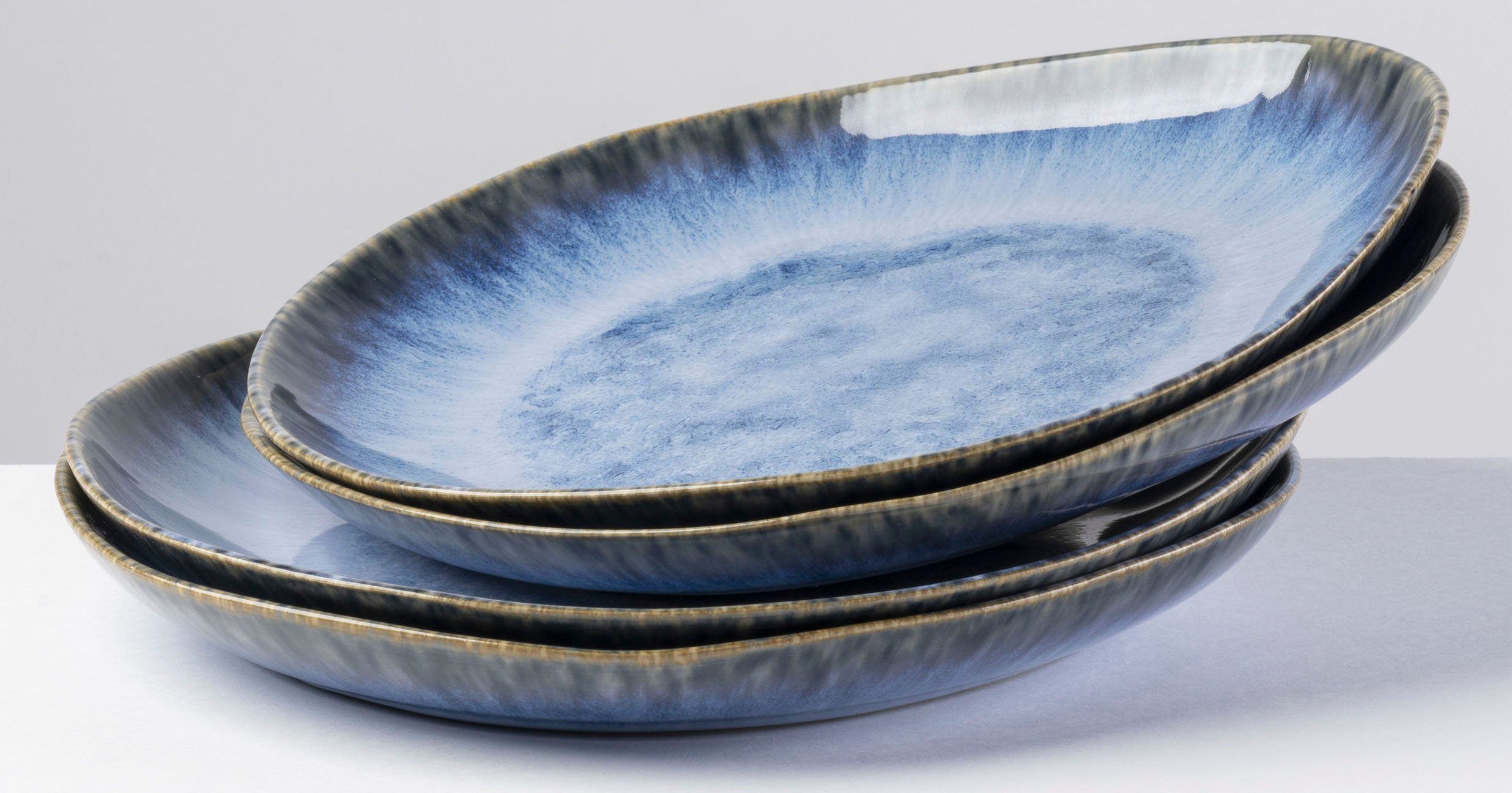 Gipfelstück Speiseteller Teller Set, Wilde Schlucht, (4 St), Scandi-Style, glänzende Reaktivglasur, jedes Stück ein Unikat