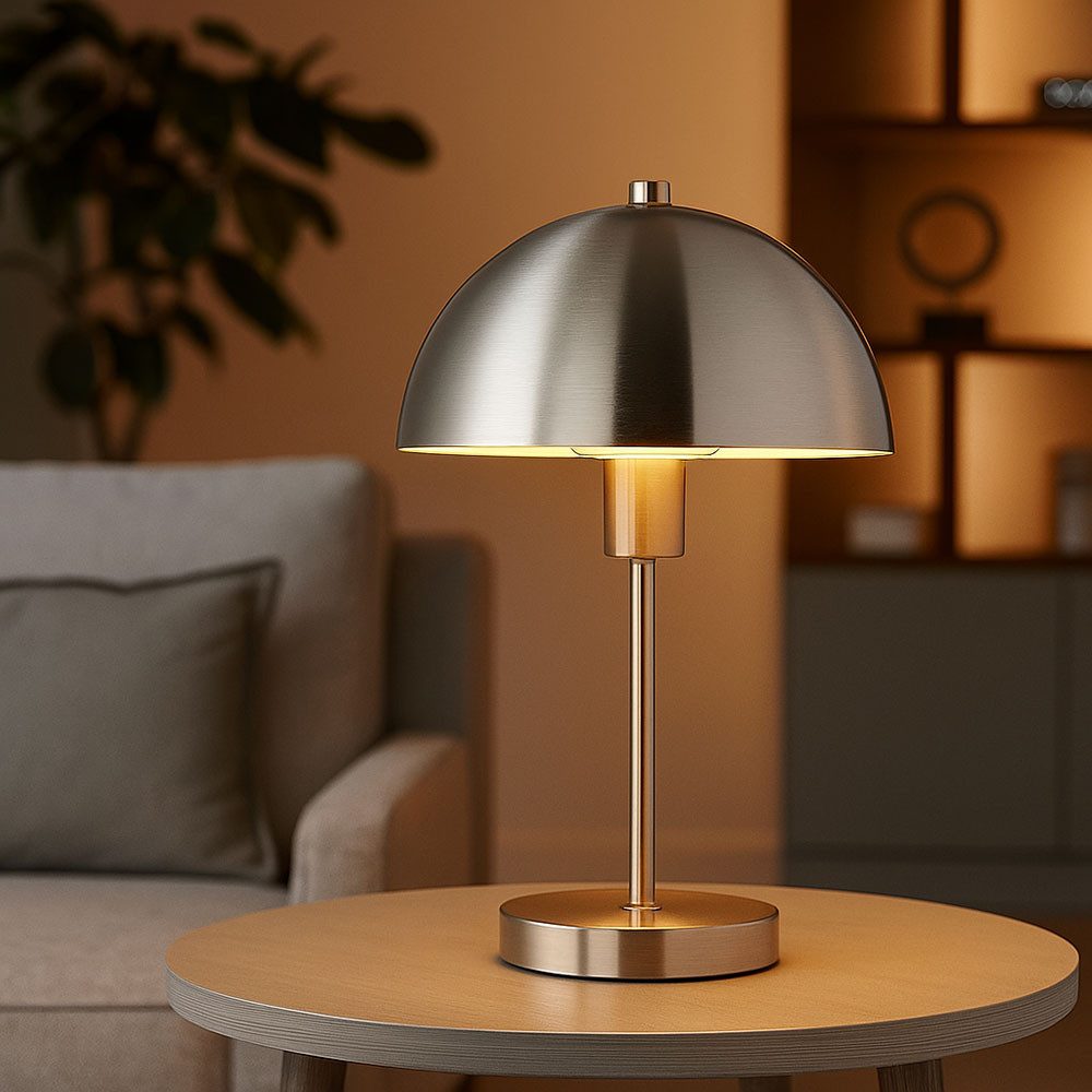 GLOBO LIGHTING LED Tischleuchte, Leuchtmittel inklusive, Warmweiß, LED Nachttischleuchte Tischlampe Pilzleuchte silber Schlafzimmerlampe
