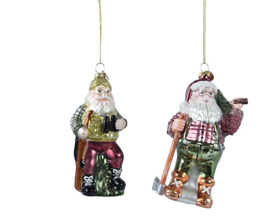 Decoris season decorations Christbaumschmuck, Christbaumschmuck Glas Weihnachtsmann 13cm, 1 Stück sortiert - Bunt