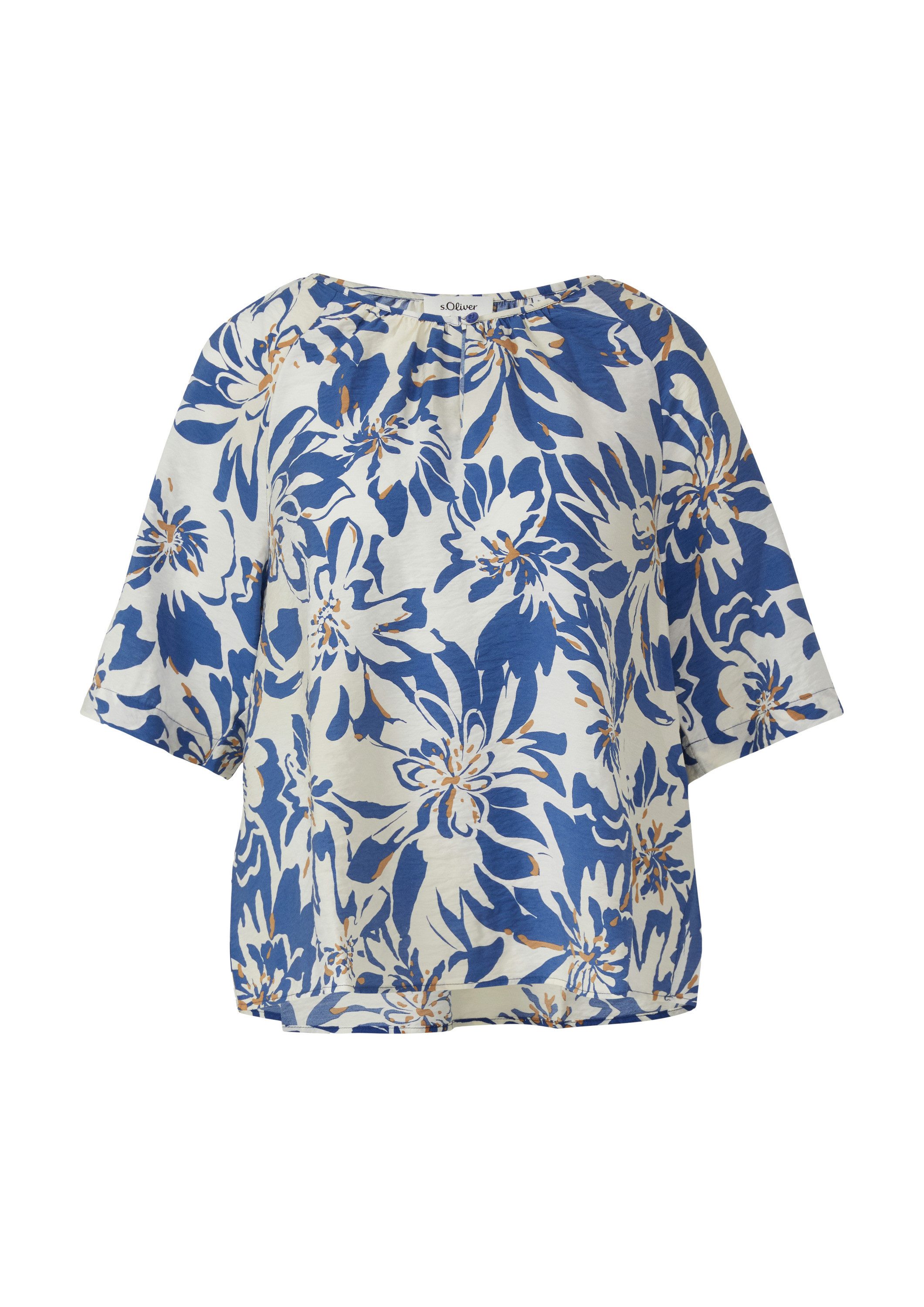 s.Oliver Kurzarmbluse Bluse Strukturierte Bluse aus Viskosemix mit Raffung günstig online kaufen