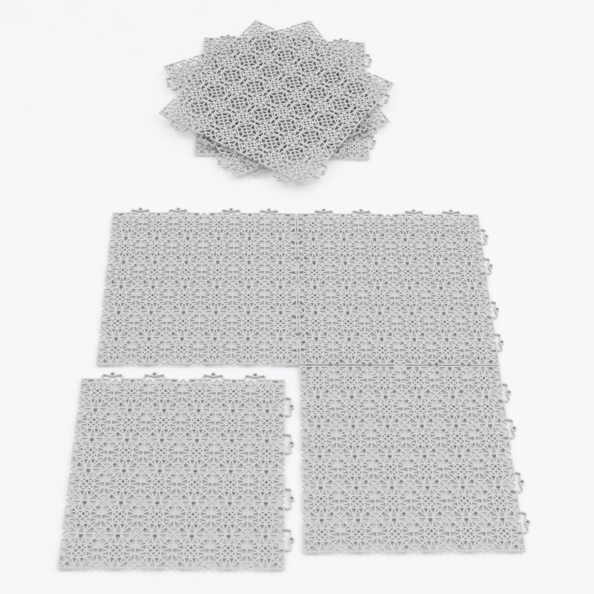 Polypropylen Klicksystem Bodenfliese Kunststoff Ibiza, Grau 38x38, Pergamon mit 100% Bodenfliese