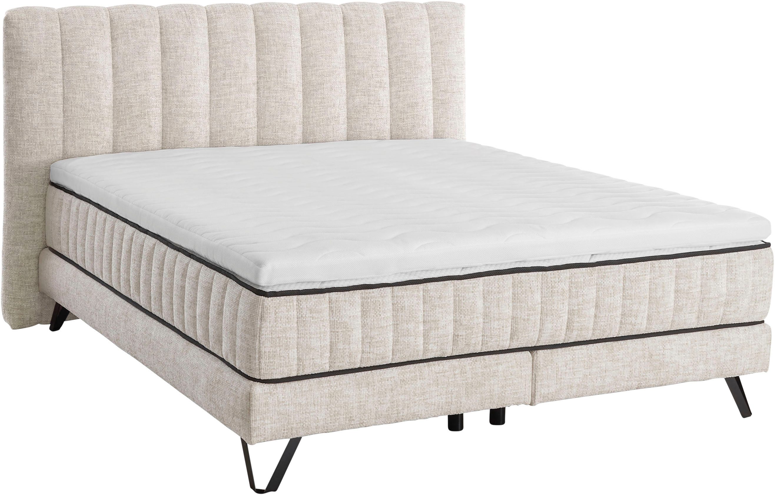 set one by Musterring Boxspringbett Baldwin, Liegefläche 180 x 200 cm, Duo-Matratze, Kopfteil mit Steifensteppung