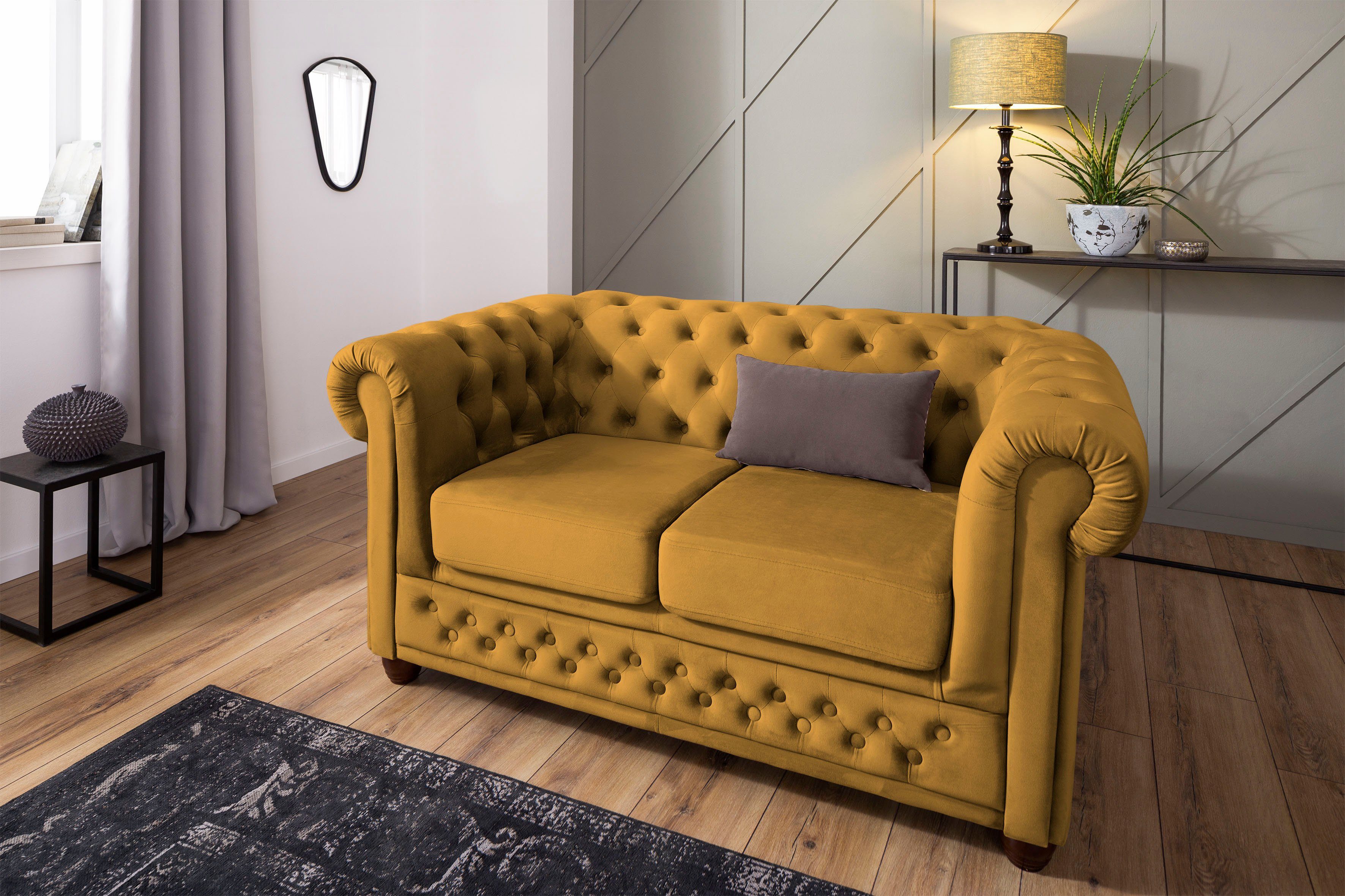 Home affaire Chesterfield-Sofa New Castle, mit hochwertiger Knopfheftung in Chesterfield-Design, B/T/H: 148/86/72