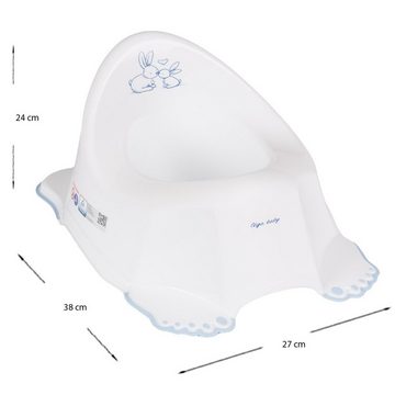 Tega-Baby Babybadewanne 5 TEILE SET H - BUNNIES Weiß - Gestell Grau- Babybadeset Abfluss, (Made in Europe Premium Set), ** Babywanne+ Badesitz + Topf + WC Aufsatz+Hocker + Gestell **