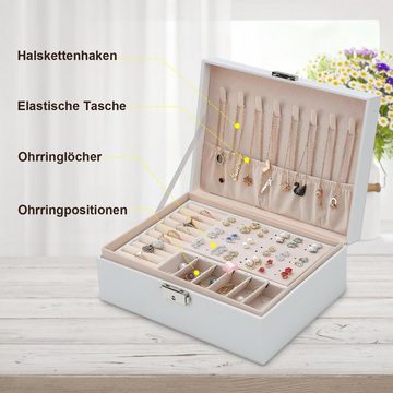 Randaco Schmuckkasten Schmuckkästchen, 2-lagige Schmuckschatulle, Damen Schmuckbox