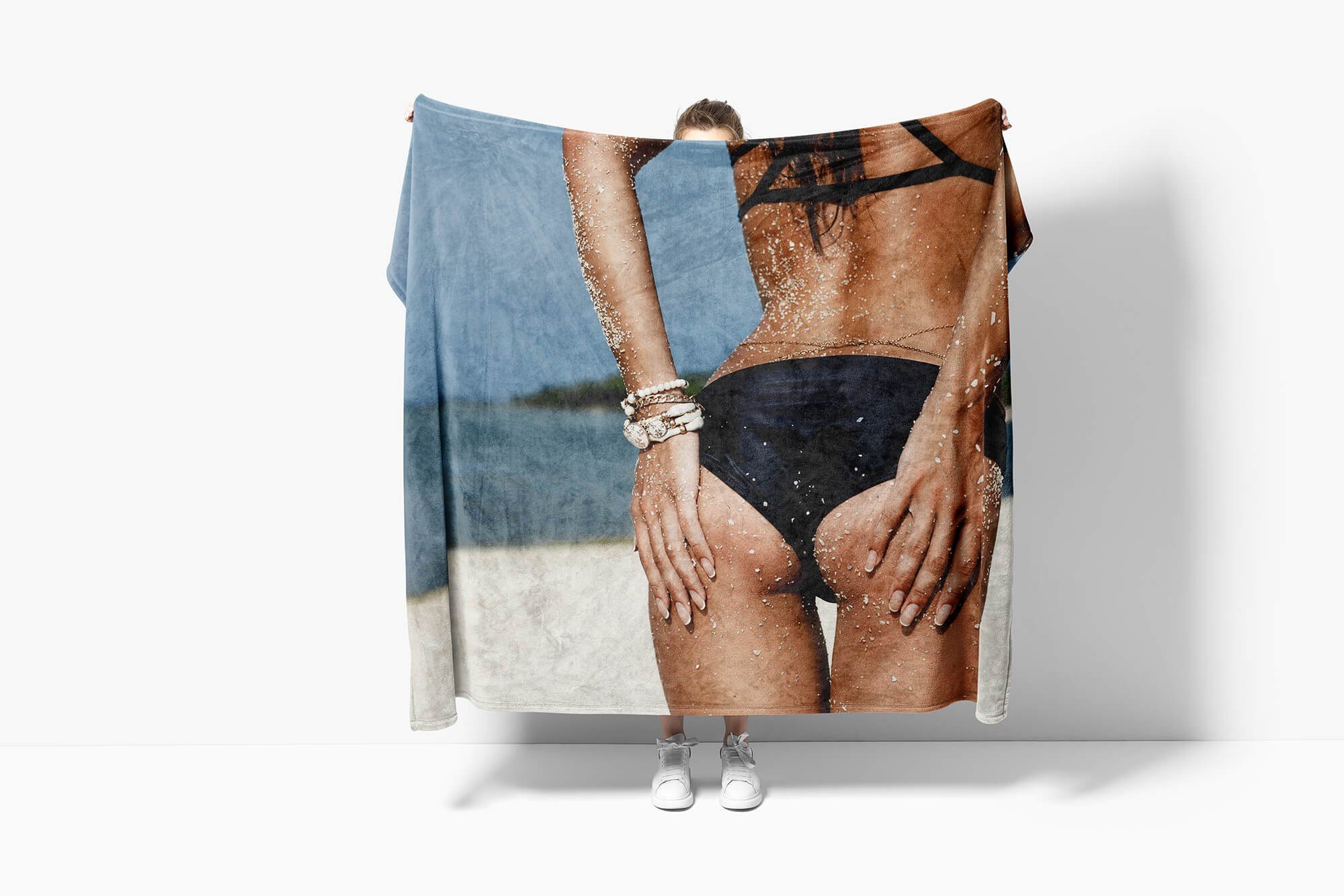 Handtücher Strandhandtuch Handtuch Fotomotiv (1-St), Handtuch Sexy Bikini mit Baumwolle-Polyester-Mix Saunatuch Art Sinus Strand, Kuscheldecke