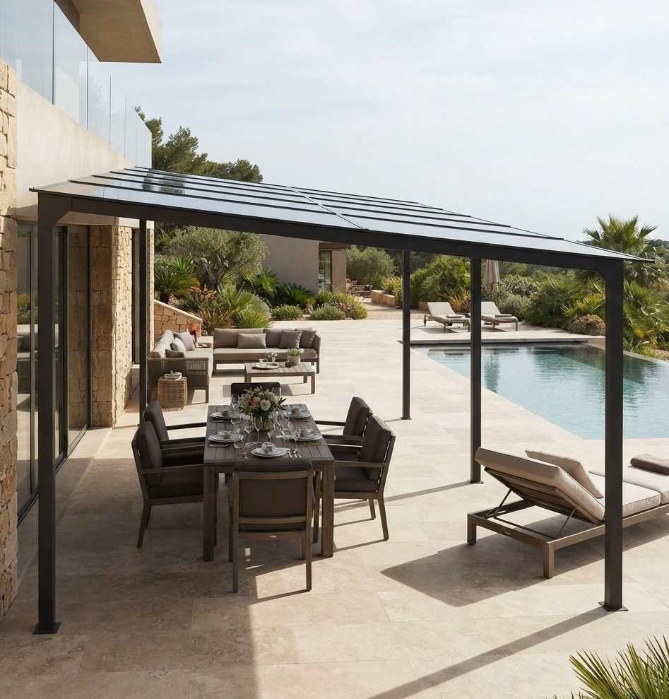 Apex Terrassendach Terrassenüberdachung Alu Dach Terrassendach 3x4,5m Stegplatten 56860, (1-St) – Bild 5 von 5