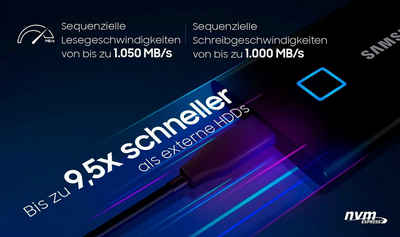 Samsung »Portable SSD T7 Touch 1TB« externe SSD (1 TB) 1050 MB/S Lesegeschwindigkeit, 1000 MB/S Schreibgeschwindigkeit