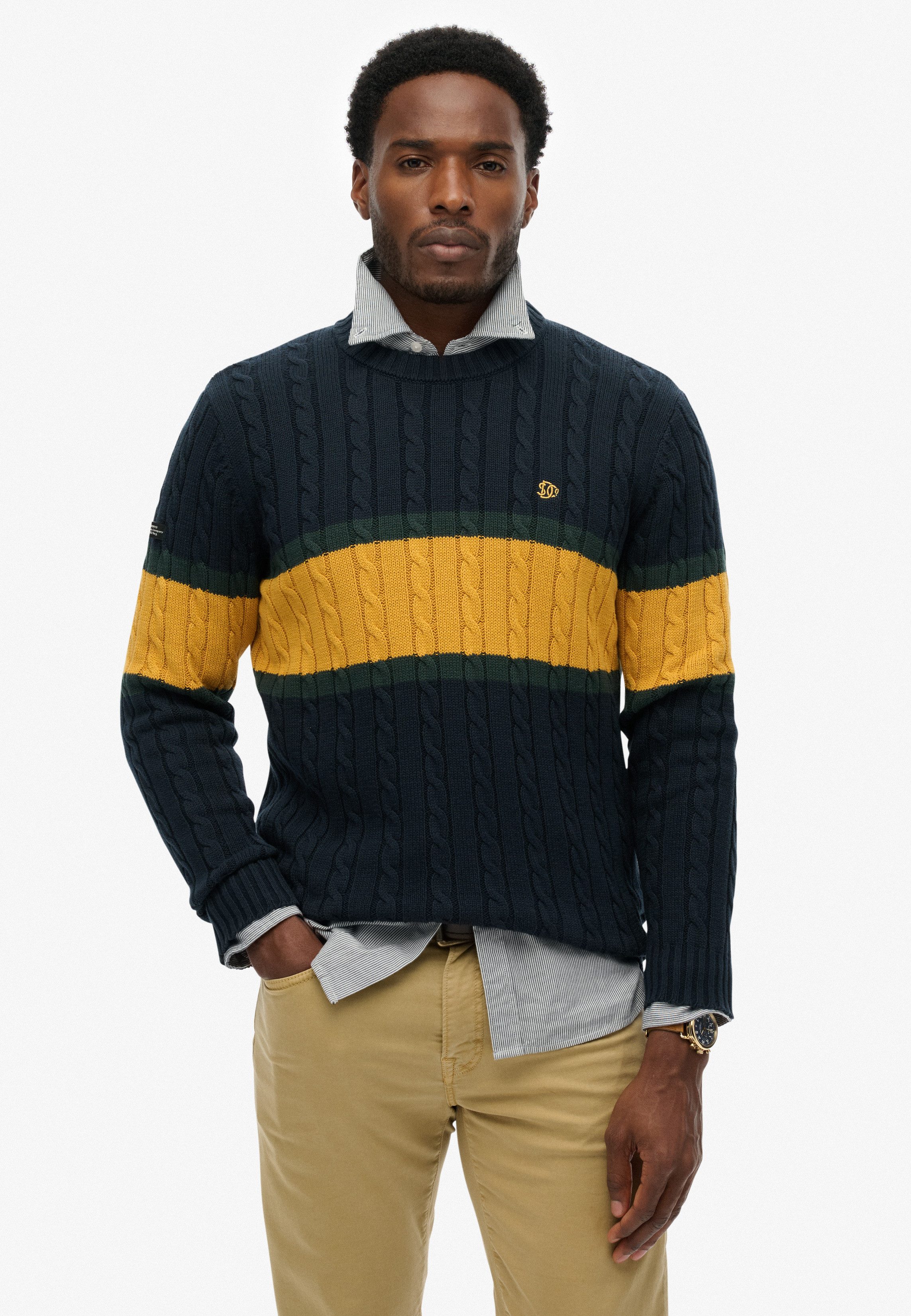 Superdry Strickpullover Cotton Stripe Cable Jumper günstig online kaufen