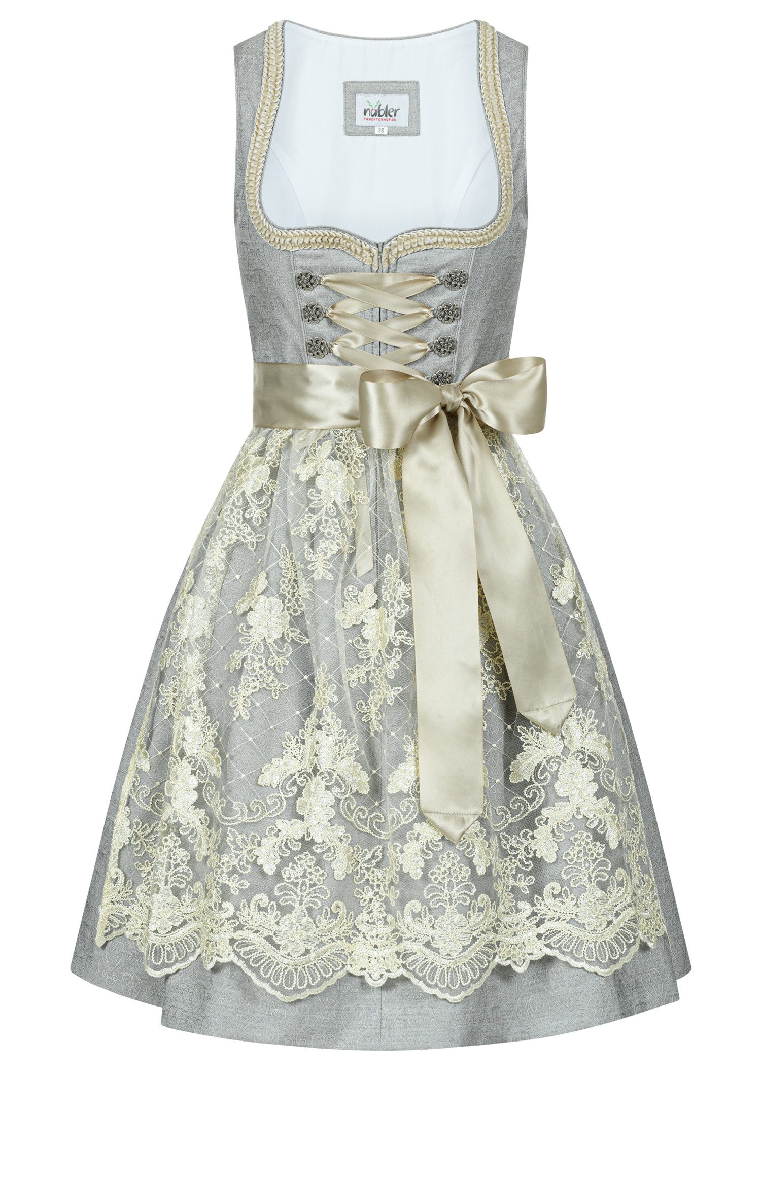 Nübler Dirndl Mini-Dirndl Flavia in Silberwolke von Nübler - Rocklänge 60 cm