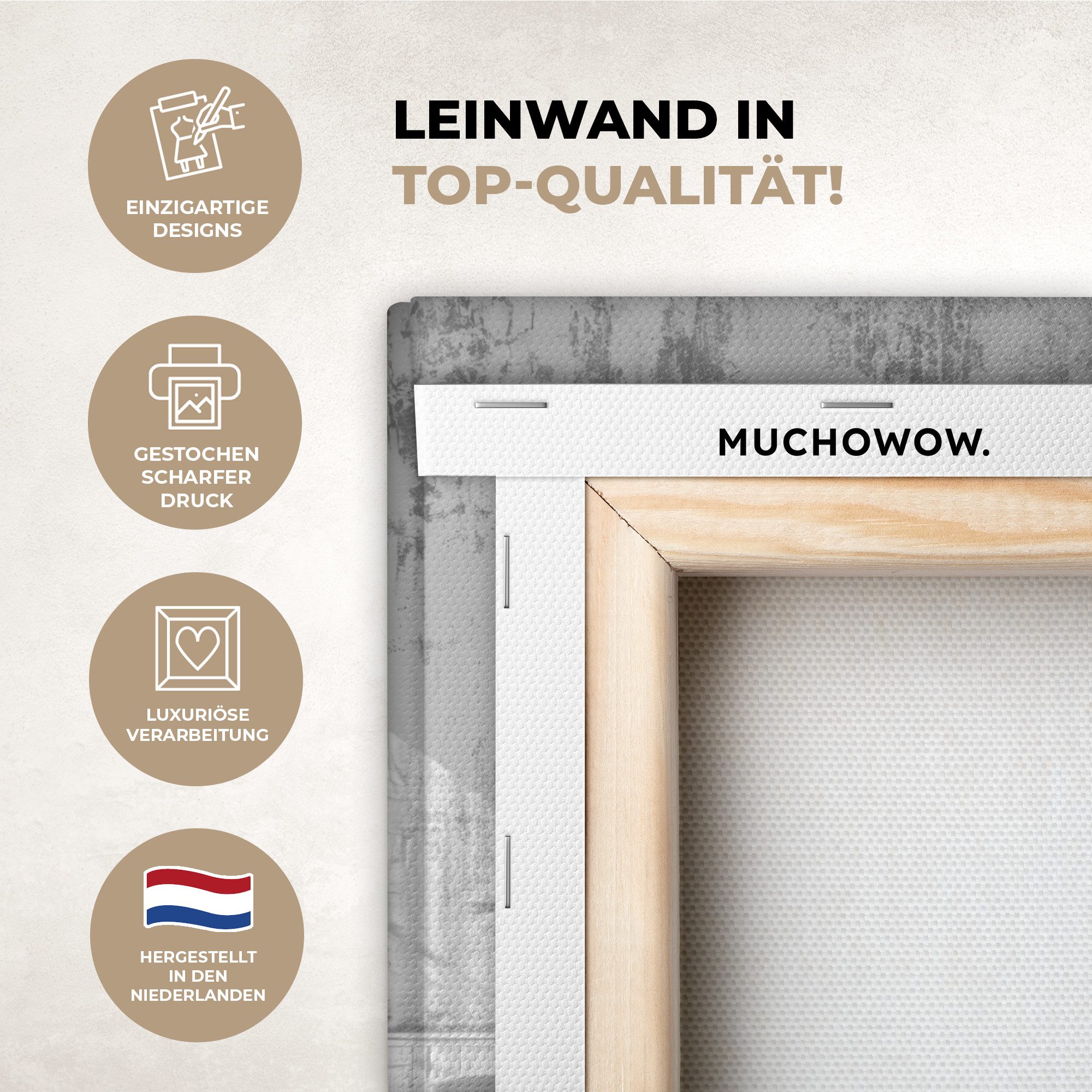 OneMillionCanvasses® Leinwandbild Elefant - Weinlese - Tiere - Schwarz - We günstig online kaufen