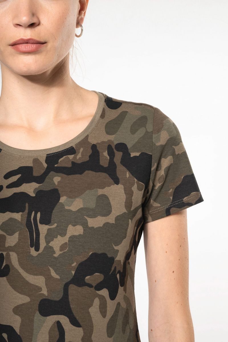 Kariban Print-Shirt Damen-T-Shirt Camo mit kurzen Ärmeln