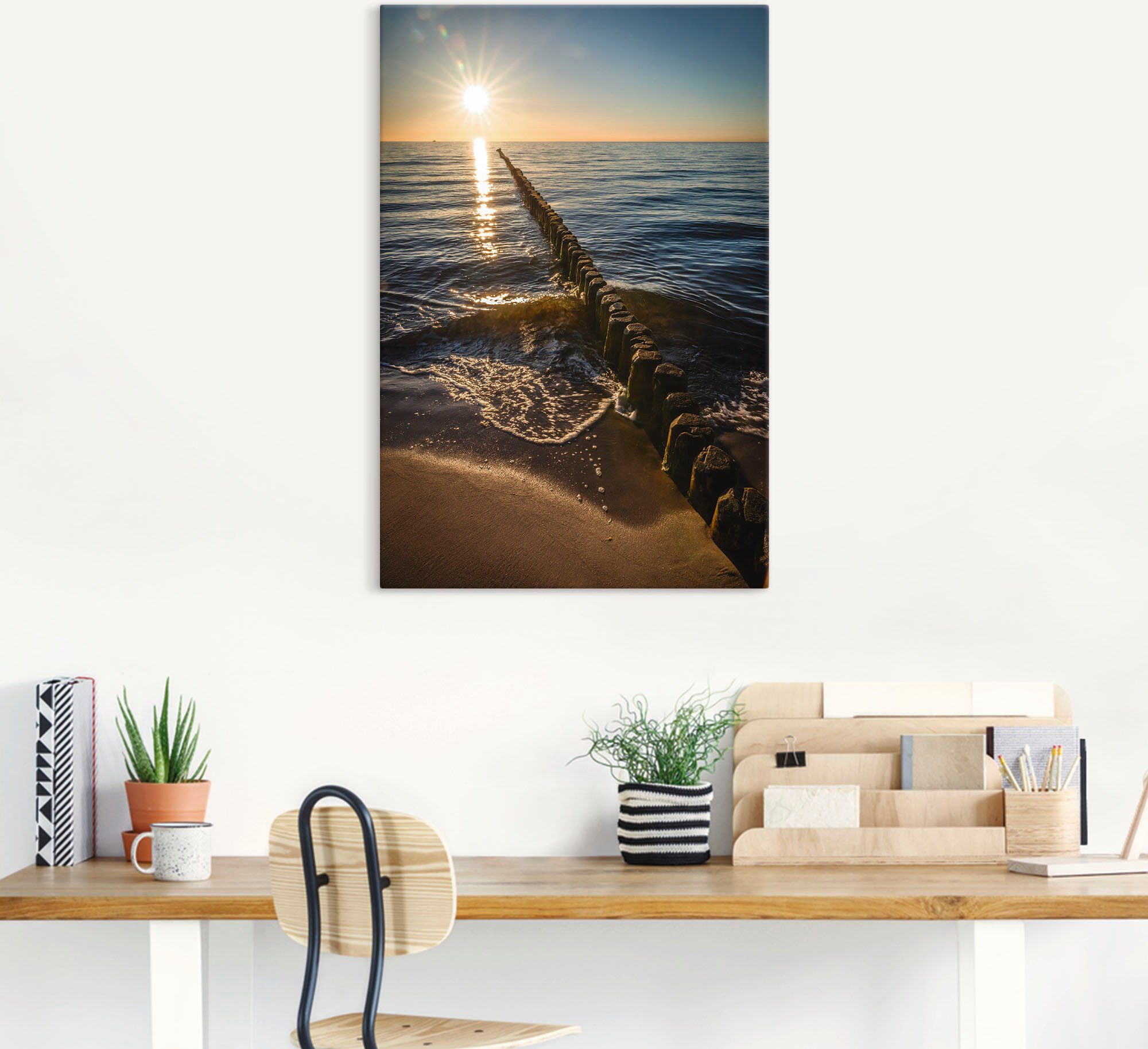 Artland Wandbild »Buhnen und Sonnenuntergang Ostsee«, Küstenbilder (1 Stück), in vielen Größen & Produktarten - Alubild / Outdoorbild für den Außenbereich, Leinwandbild, Poster, Wandaufkleber / Wandtattoo auch für Badezimmer geeignet-HomeTrends