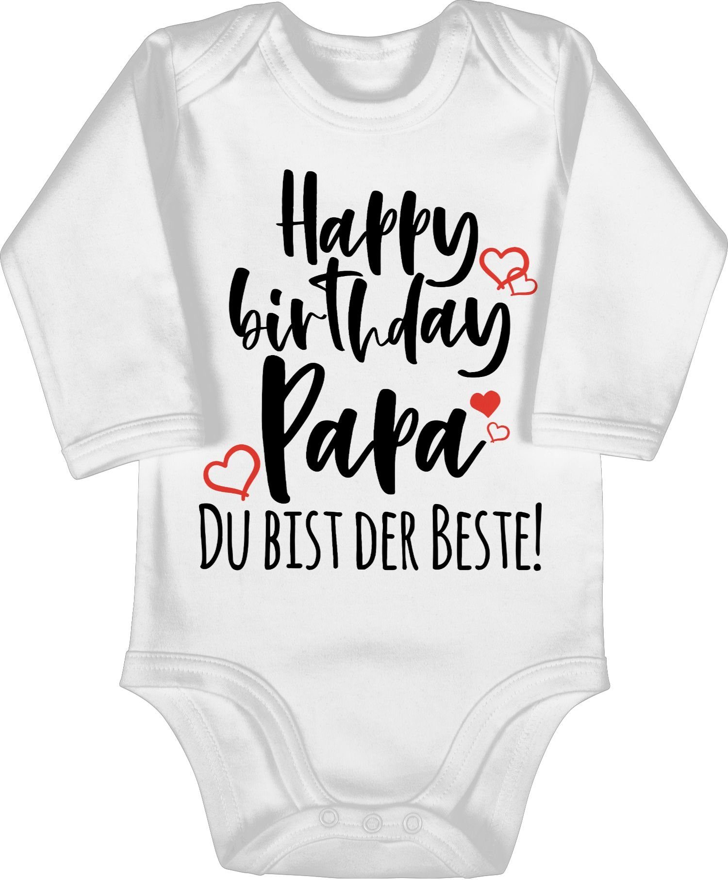Papa 1 Birthday Shirtbody Shirtracer Strampler Mädchen Happy Baby Junge & Weiß