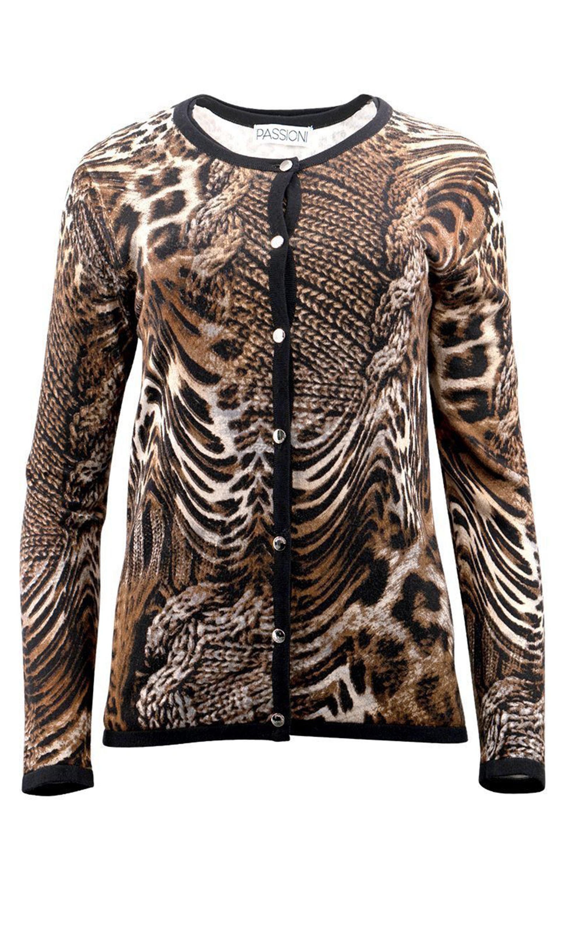 Passioni 2-in-1-Strickjacke Twinset in Animal-Strick-Optik – Bild 2 von 5