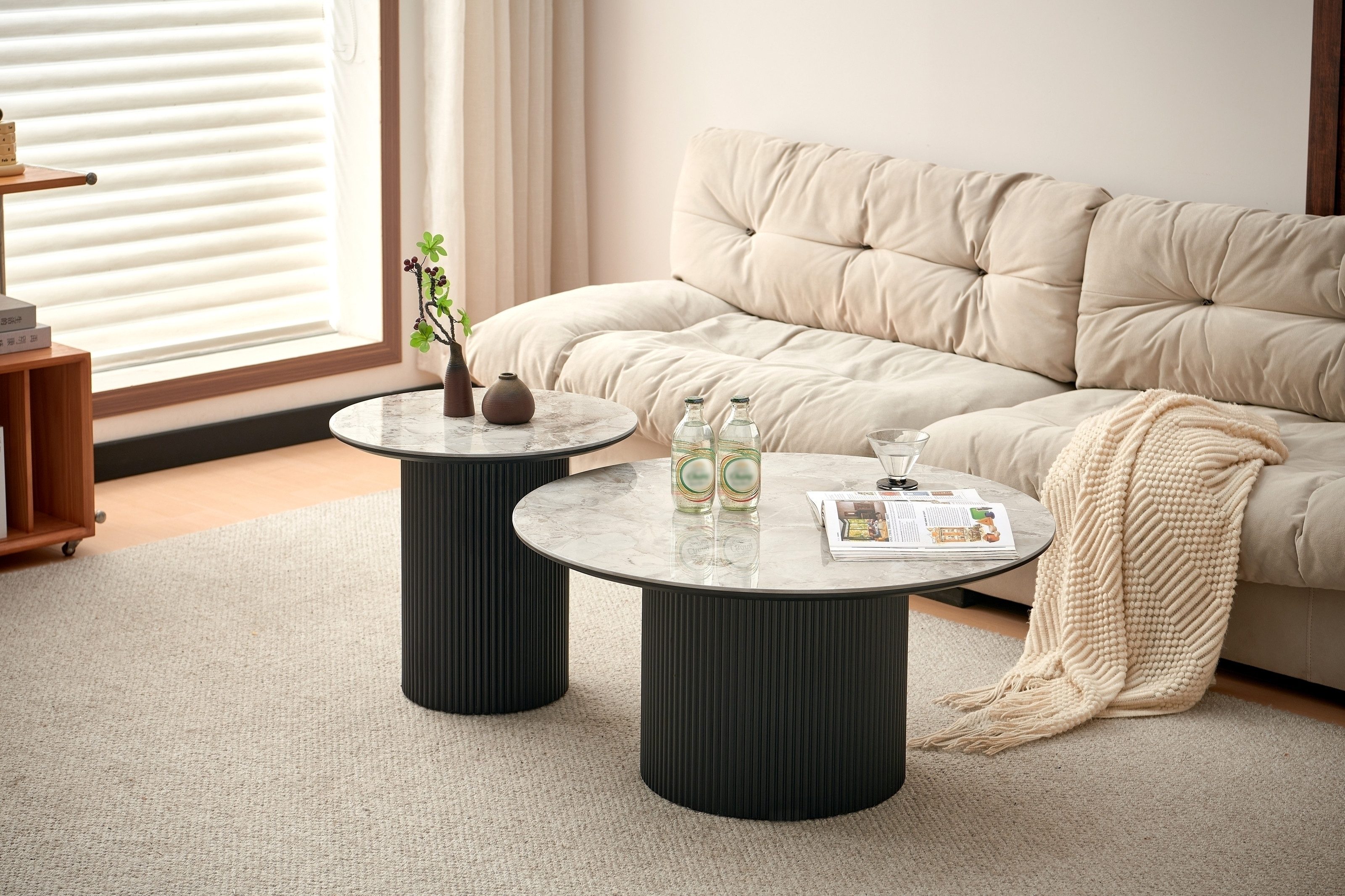 freiraum Couchtisch 2302 (2er Set), (2er Set) Ø 80 cm / Ø 50 cm, schmarz mi günstig online kaufen