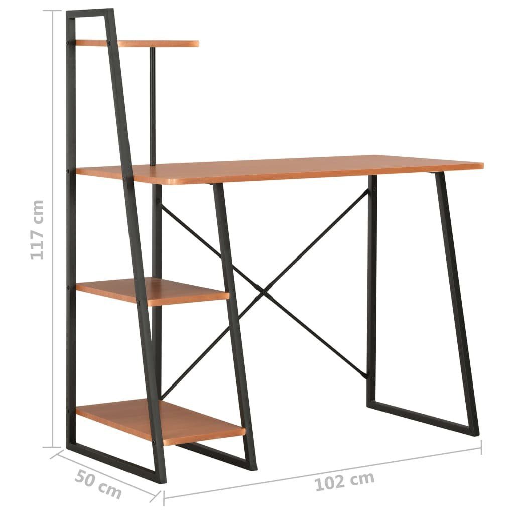 Schreibtisch und Regaleinheit cm 102×50×117 Schwarz mit Eiche furnicato